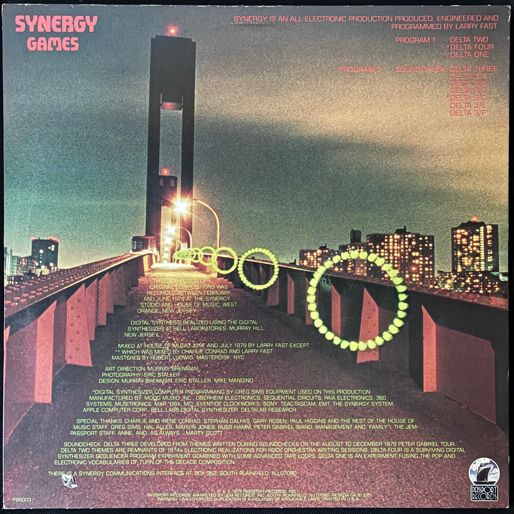 SYNERGY - GAMES (USED VINYL 1979 US M-/EX)