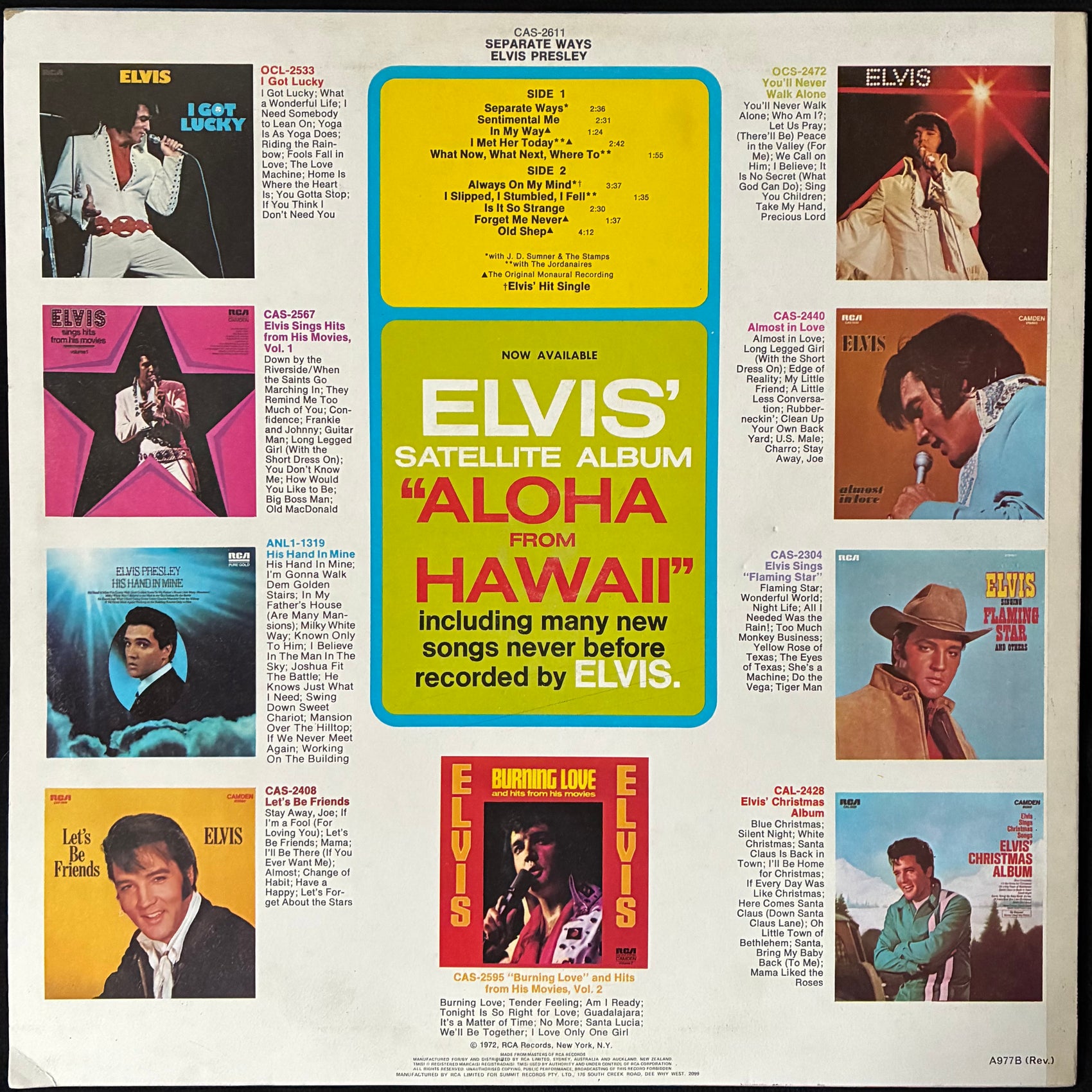 ELVIS PRESLEY - SEPARATE WAYS (USED VINYL 1972 AUS M-/EX)