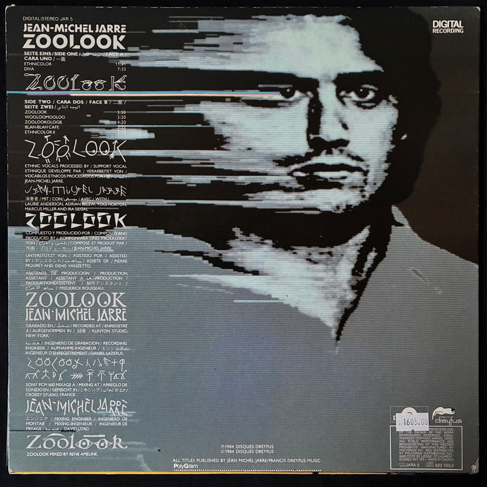 JEAN-MICHEL JARRE - ZOOLOOK (USED VINYL 1984 CANADA M-/EX+)