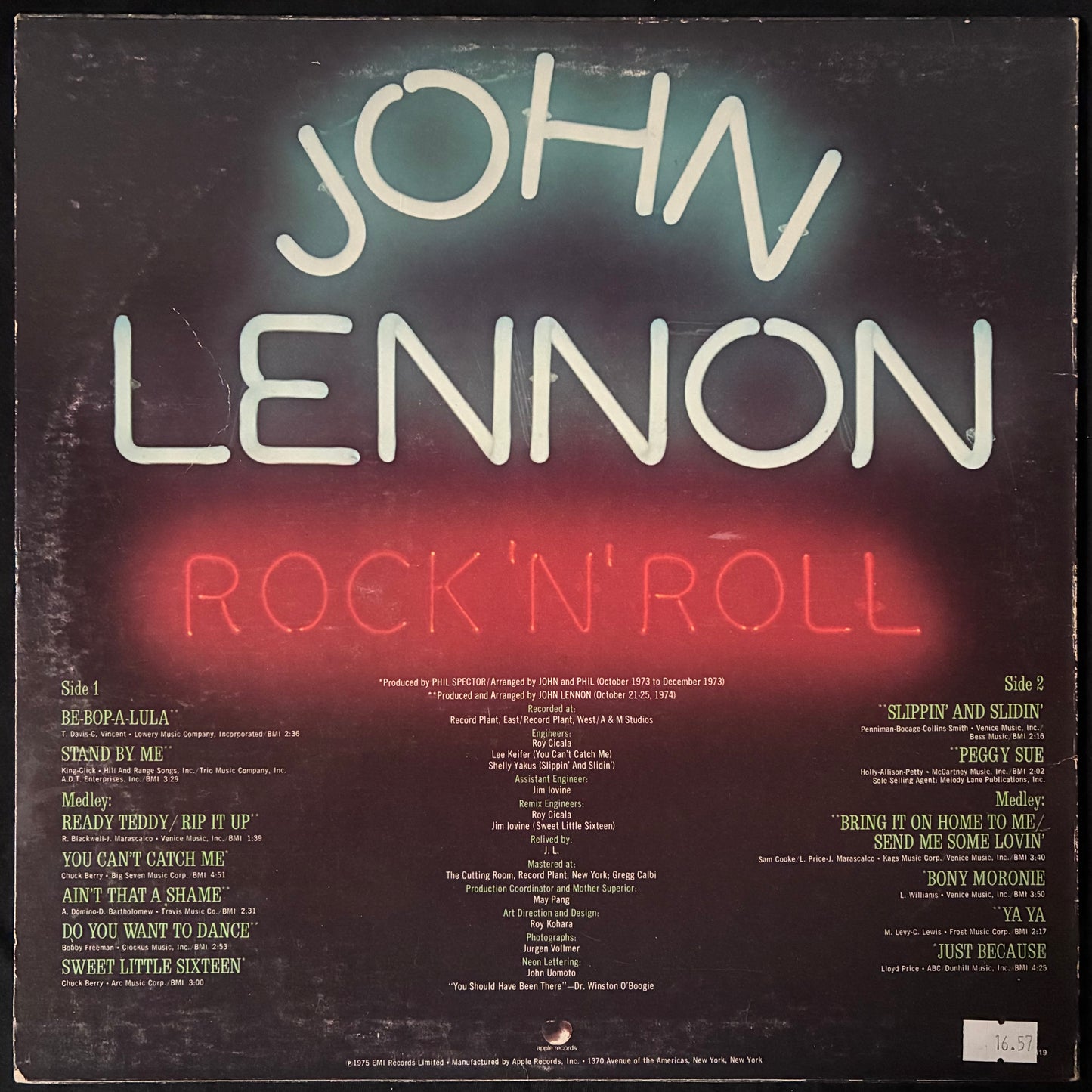 JOHN LENNON - ROCK 'N' ROLL (USED VINYL 1976 US M-/EX)