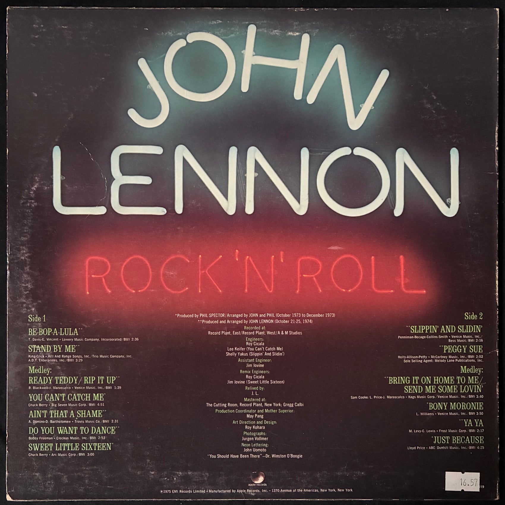 JOHN LENNON - ROCK 'N' ROLL (USED VINYL 1976 US M-/EX)