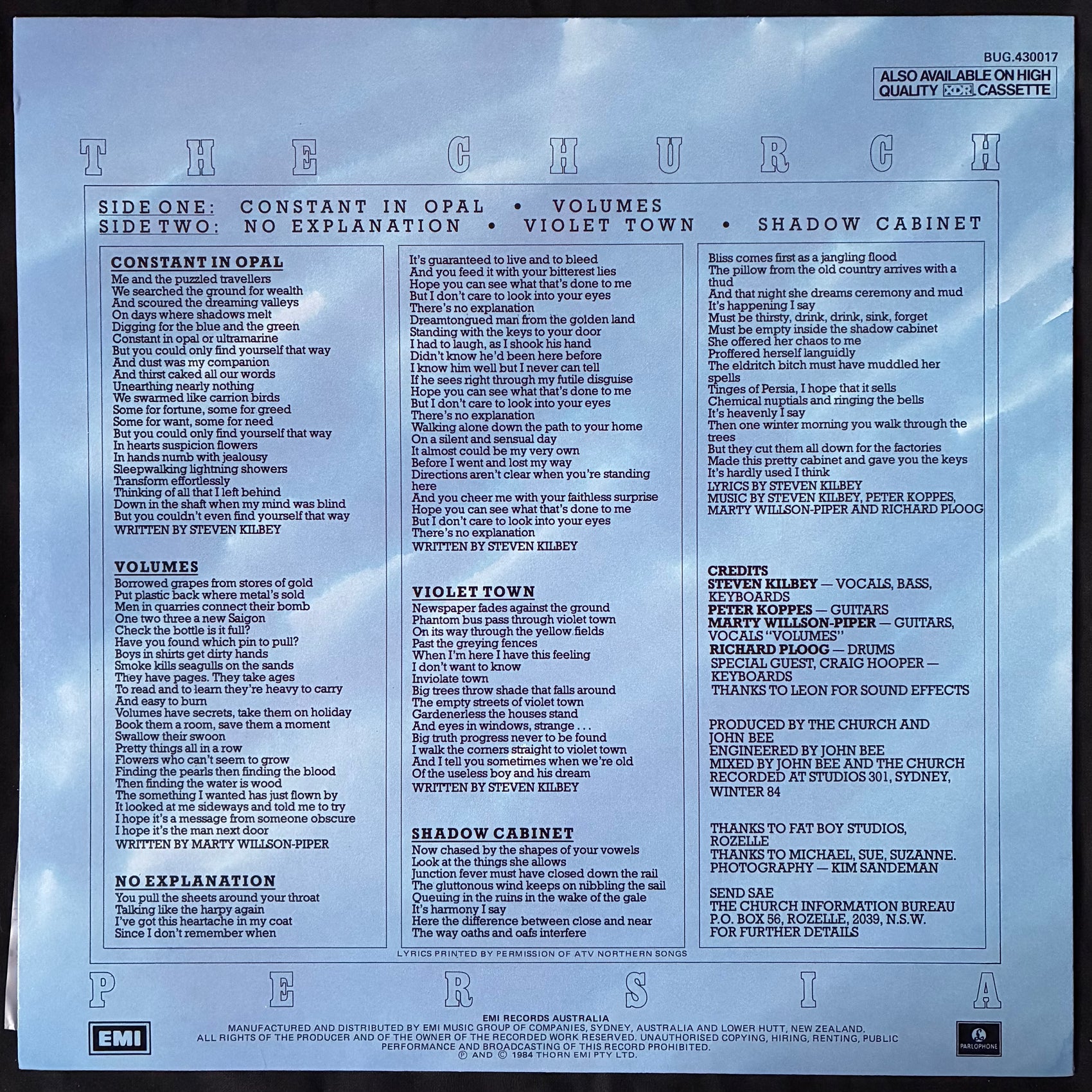 CHURCH - PERSIA (MLP) (USED VINYL 1984 AUS M-/M-)