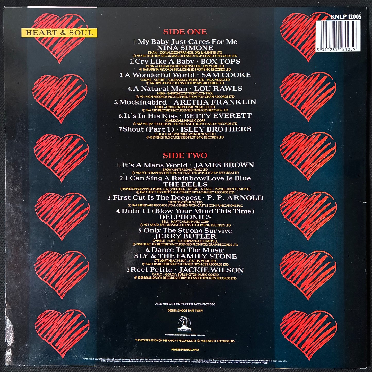 VARIOUS ARTISTS - HEART & SOUL - SOUL CLASSICS (USED VINYL 1988 UK M-/M-)