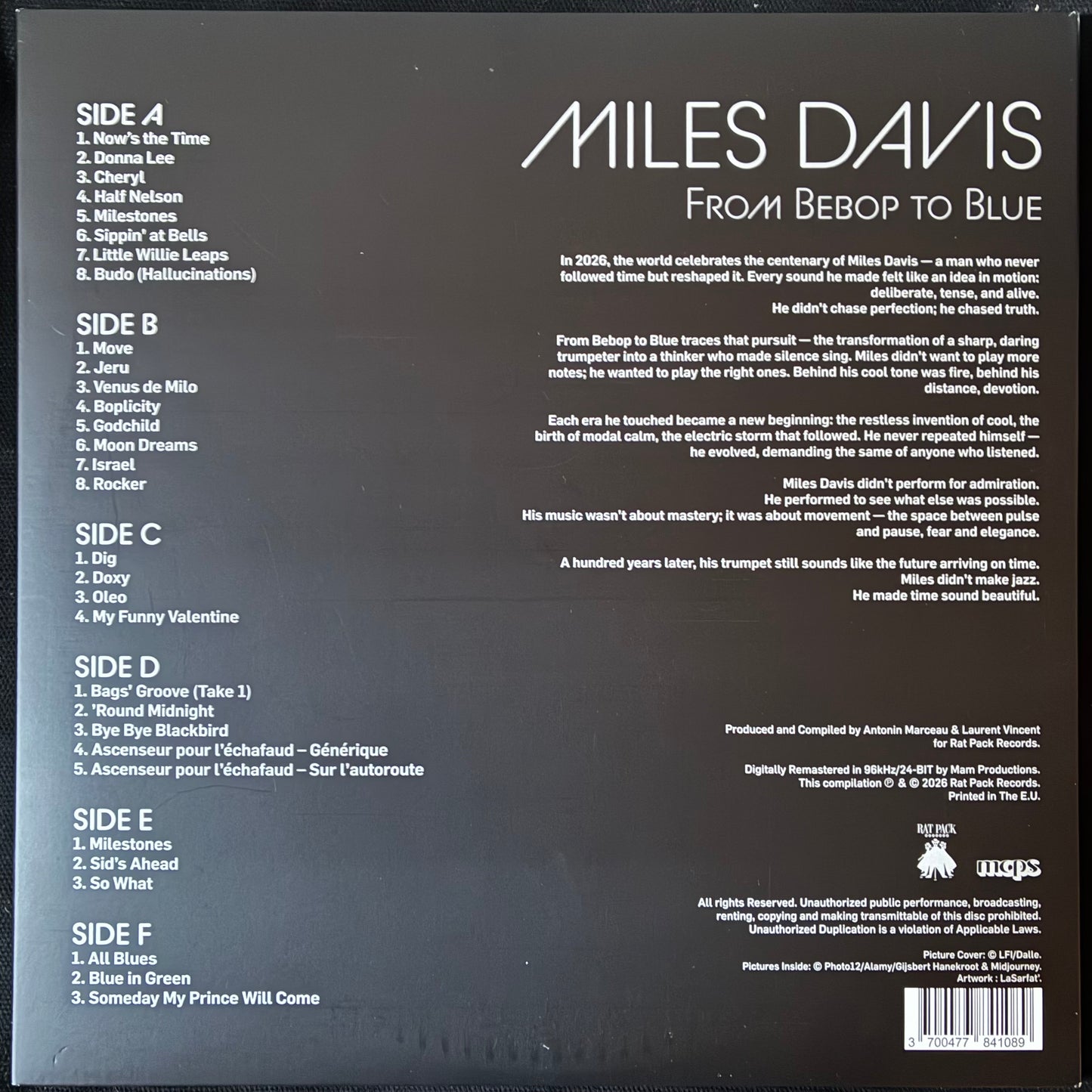 MILES DAVIS - FROM BEBOP TO BLUE (3LP) (SILVER MARBLED/BLACK COLOURED) (USED VINYL 2026 EU M-/M-)