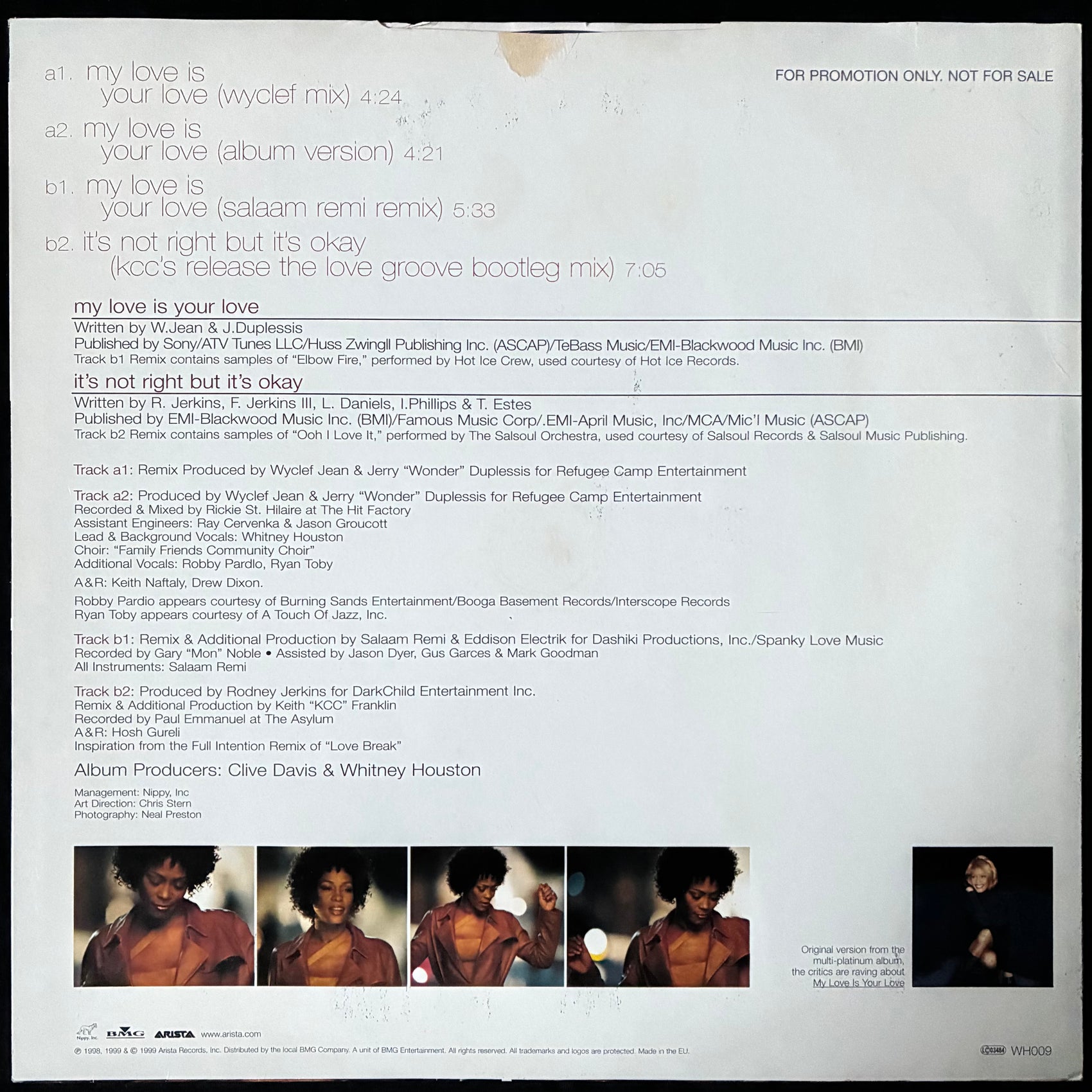 WHITNEY HOUSTON - MY LOVE IS YOUR LOVE (12") (PROMO) (USED VINYL 1999 EU M-/EX-)