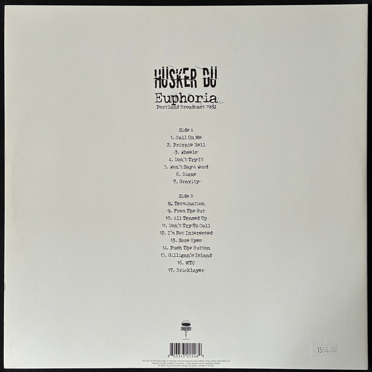 HÜSKER DÜ - EUPHORIA : PORTLAND BROADCAST 1981 (USED VINYL 2020 EU M-/M-)