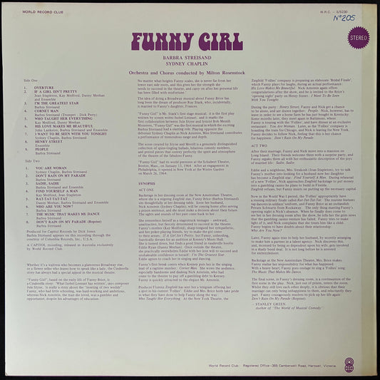 BARBRA STREISAND - FUNNY GIRL (USED VINYL 1974 AUS M-/EX)