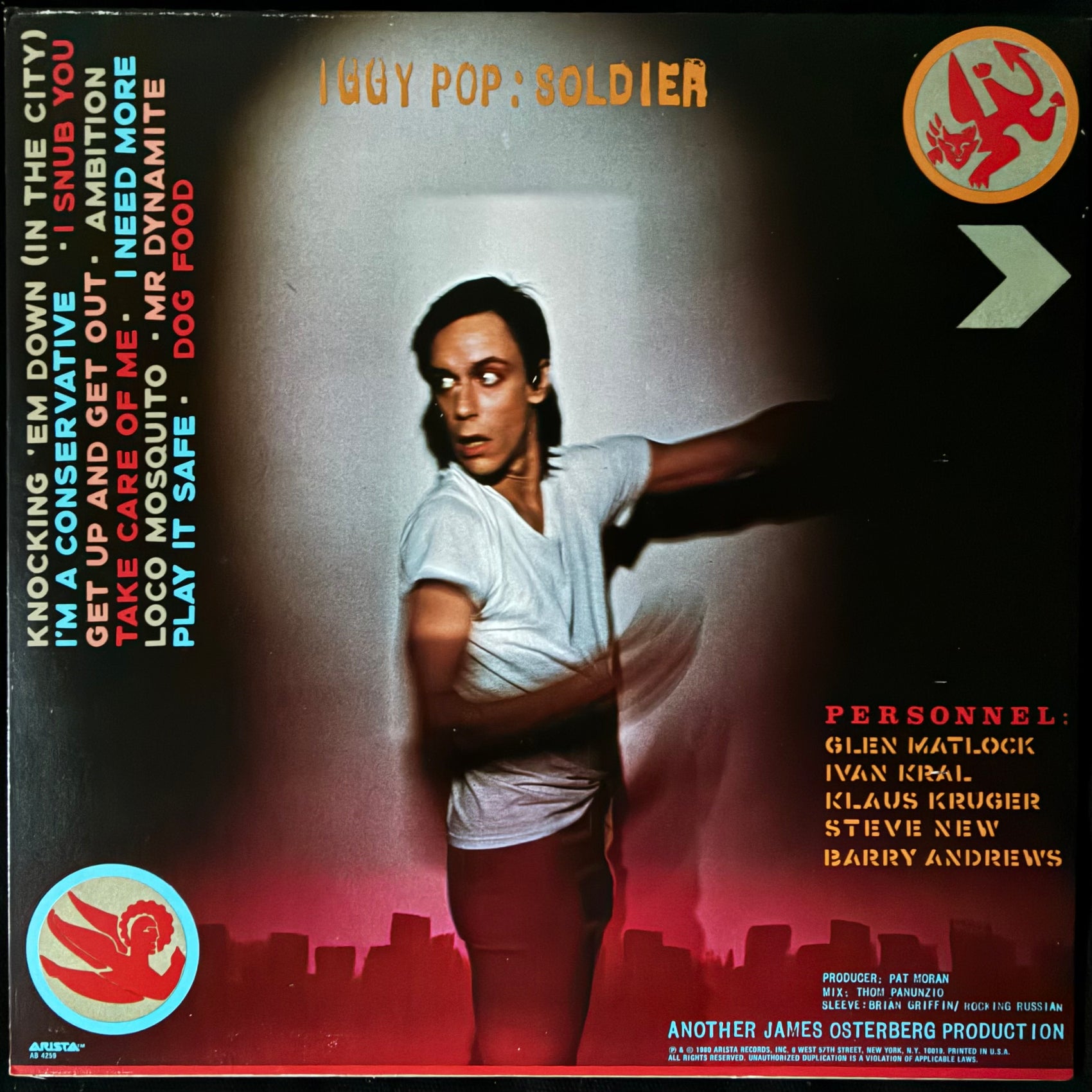 IGGY POP - SOLDIER (FIRST PRESSING) (USED VINYL 1980 US M-/M-)