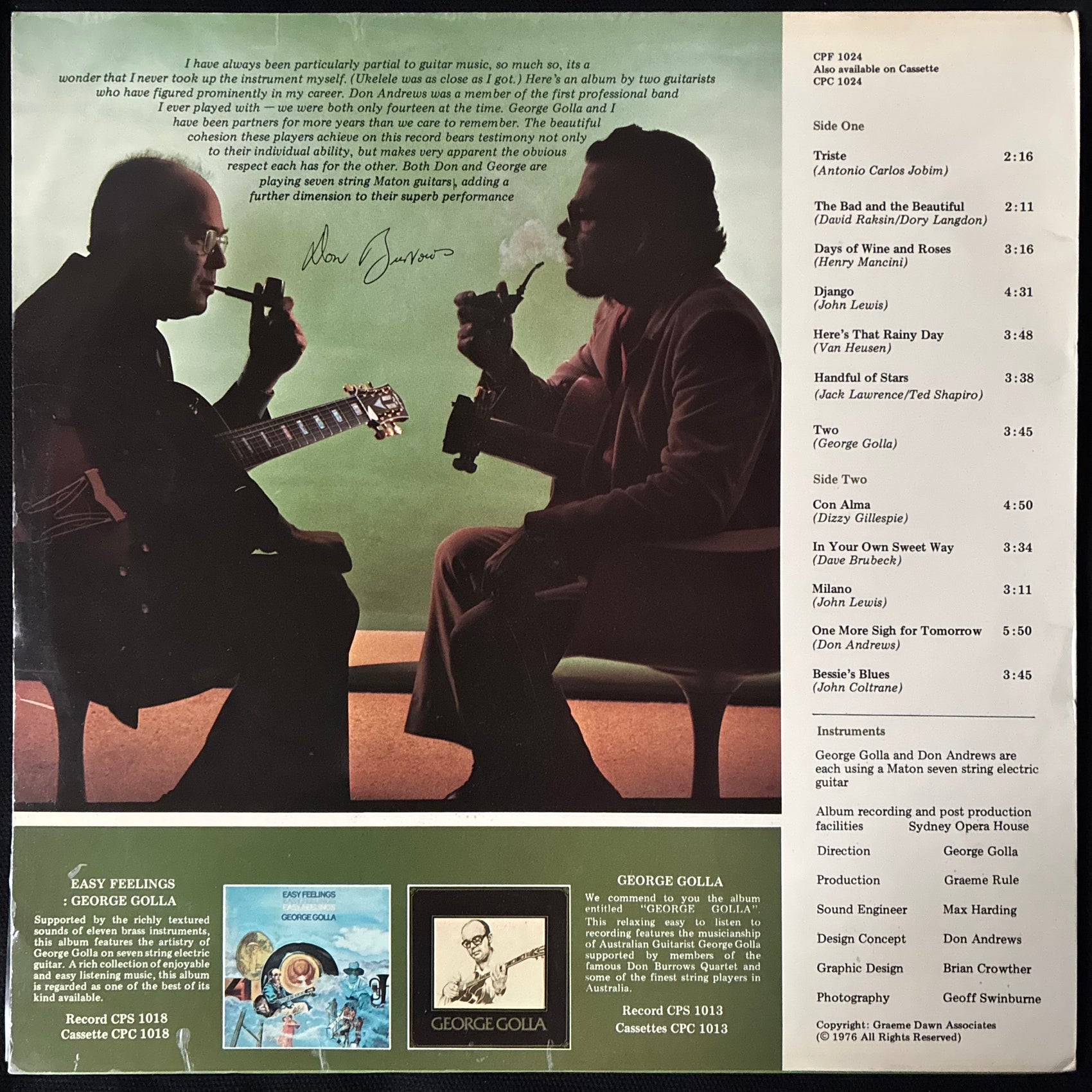 GEORGE GOLLA AND DON ANDREWS - FROM THE TOP (USED VINYL 1976 AUS EX+/EX+)