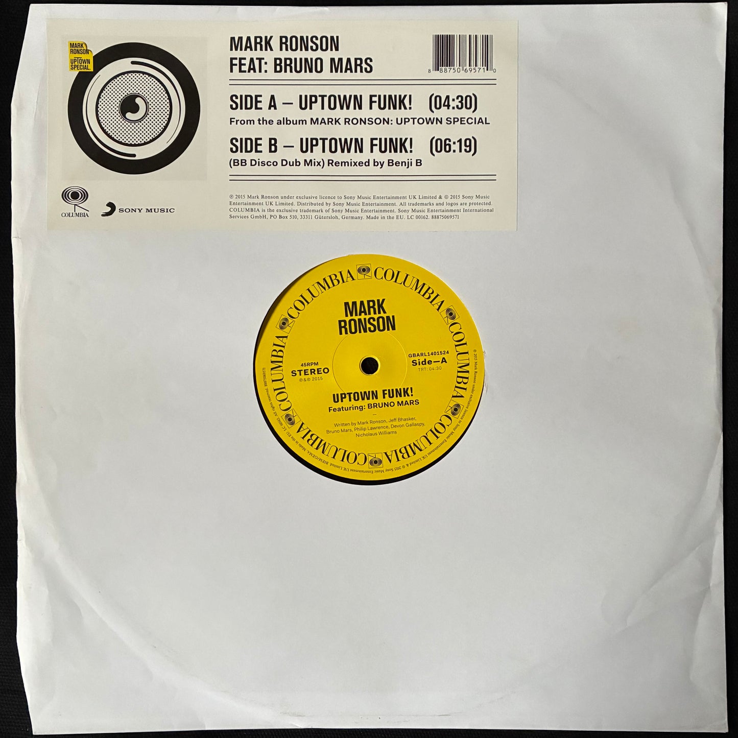 MARK RONSON FEAT. BRUNO MARS - UPTOWN FUNK! (12") (USED VINYL 2015 UK/EU M-)