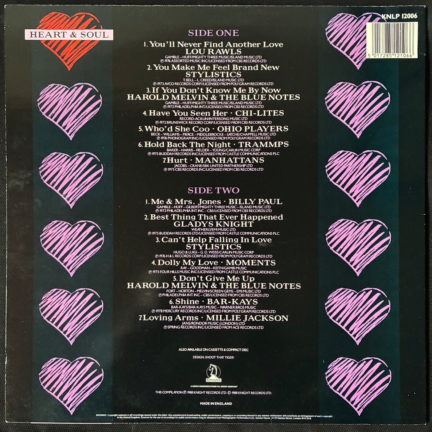 VARIOUS ARTISTS - HEART & SOUL - SOUL BALLADS VOLUME TWO (USED VINYL 1988 UK M-/EX+)