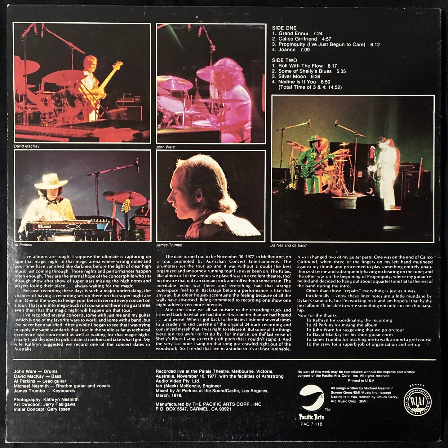 MICHAEL NESMITH - LIVE AT THE PALAIS (USED VINYL 1978 US M-/EX+)