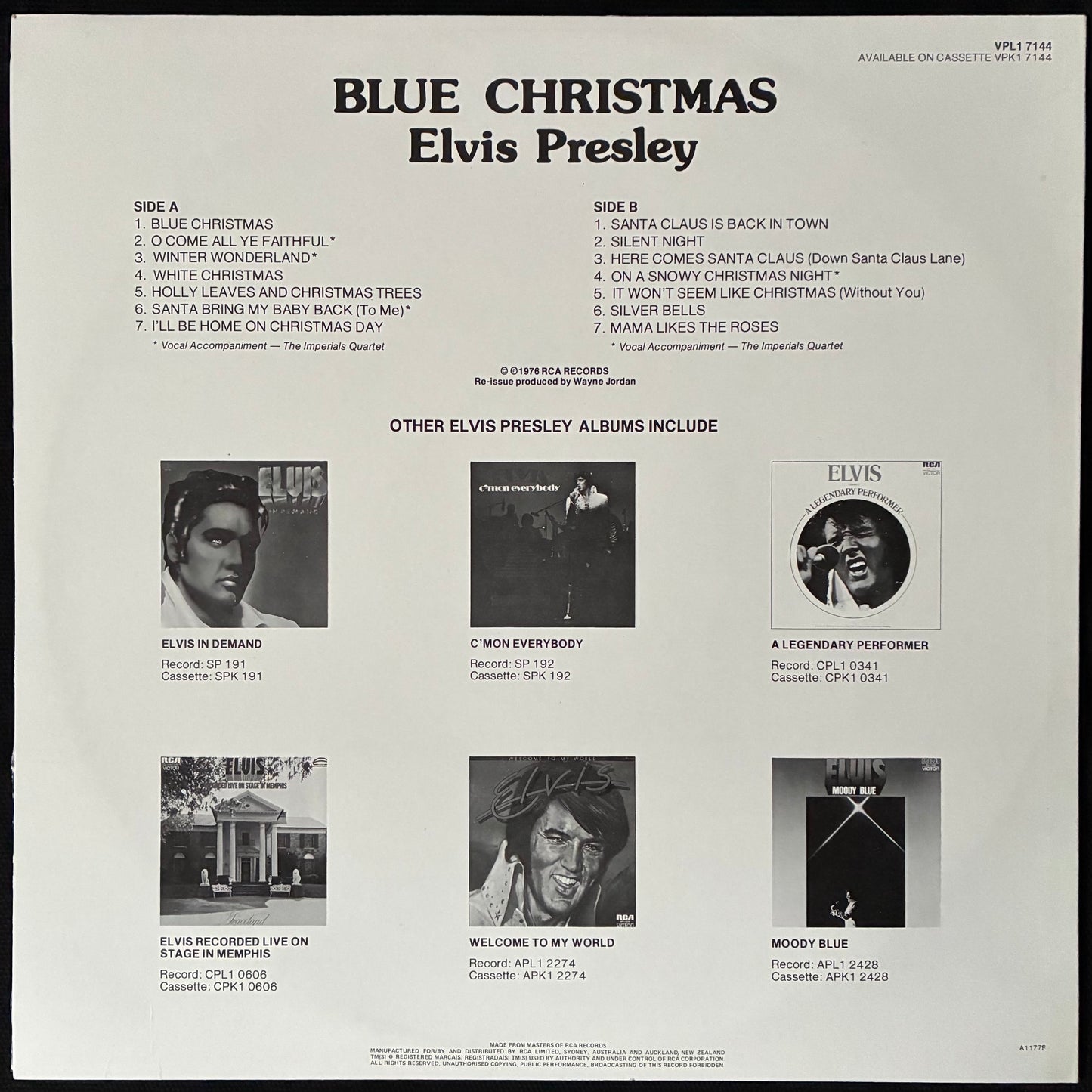 ELVIS PRESLEY - BLUE CHRISTMAS (USED VINYL 1976 AUS M-/M-)