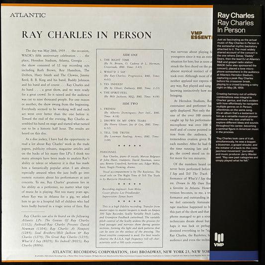 RAY CHARLES - RAY CHARLES IN PERSON (MONO) (VMP PRESSING) (BLUE COLOURED) (USED VINYL 2023 US M-/M-)