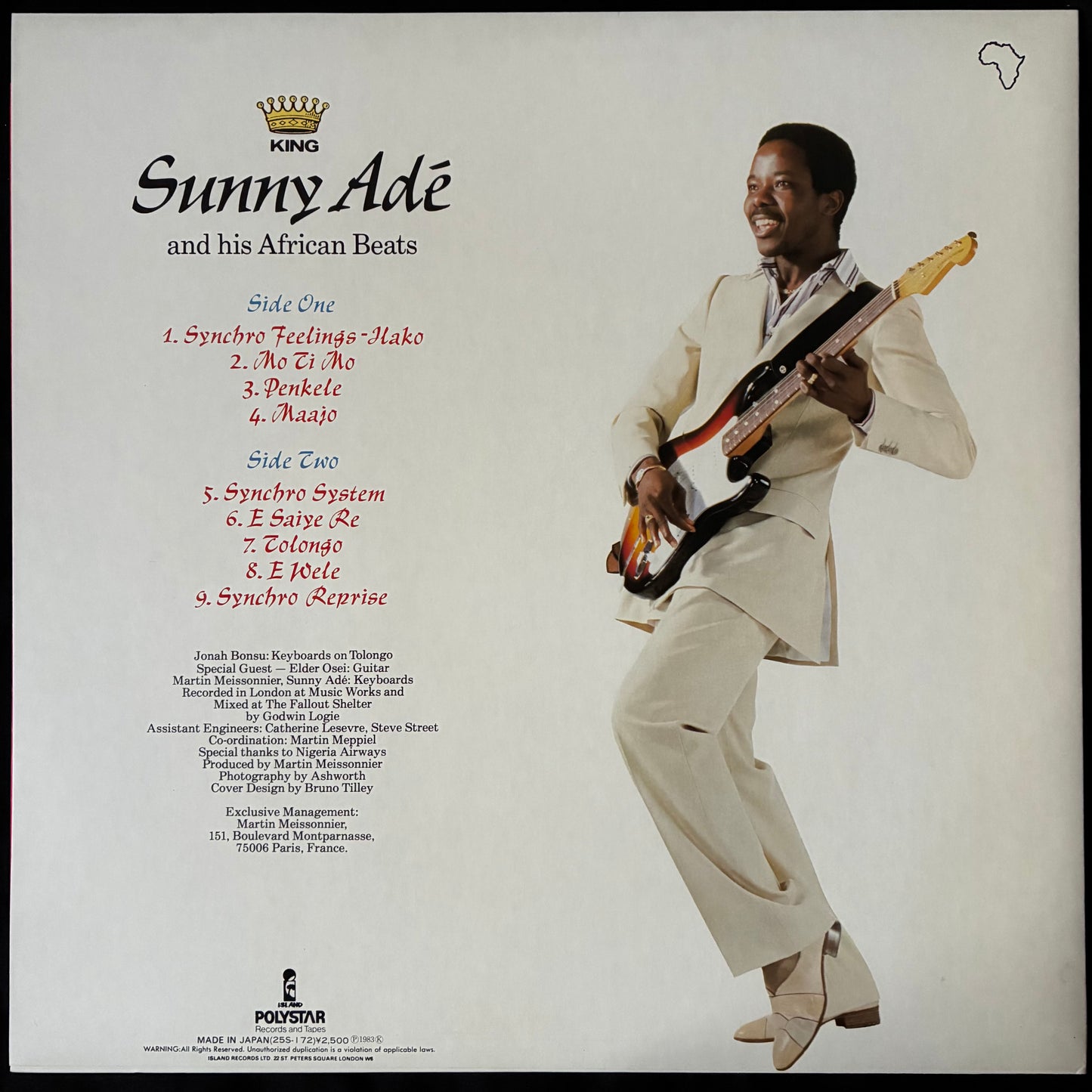 KING SUNNY ADÉ AND HIS AFRICAN BEATS - SYNCHRO SYSTEM (USED VINYL 1982 JAPAN M-/M-)
