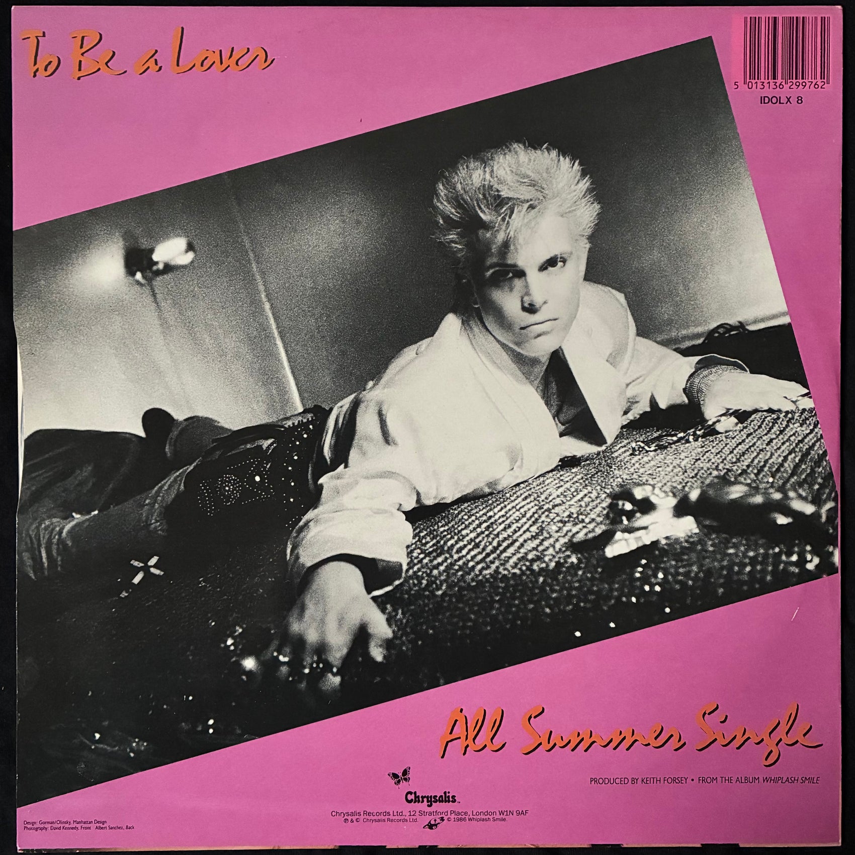BILLY IDOL - TO BE A LOVER (12") (USED VINYL 1986 UK M-/M-)