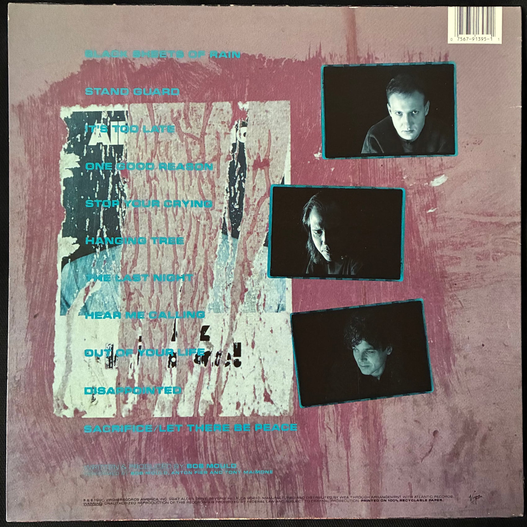 BOB MOULD - BLACK SHEETS OF RAIN (FIRST PRESSING) (USED VINYL 1990 US M-/M-)