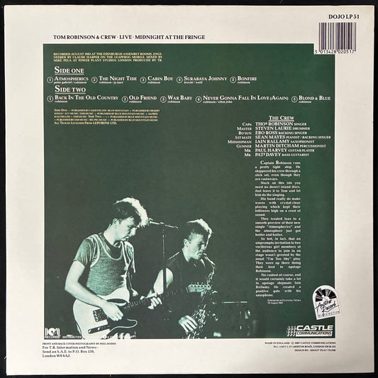 TOM ROBINSON AND CREW - LIVE : MIDNIGHT AT THE FRINGE (USED VINYL 1987 UK M-/EX+)