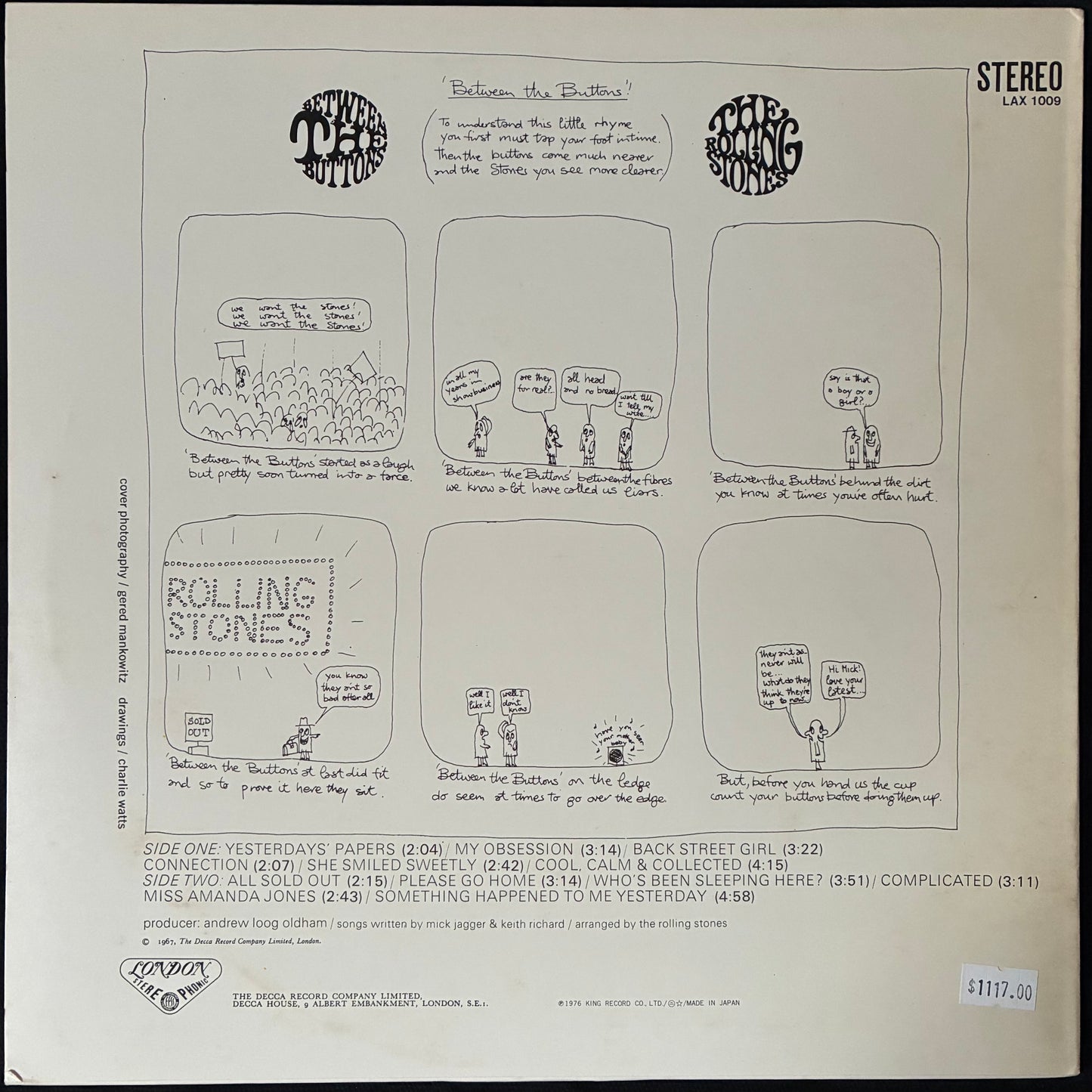 ROLLING STONES - BETWEEN THE BUTTONS (USED VINYL 1976 JAPAN EX+/EX+)