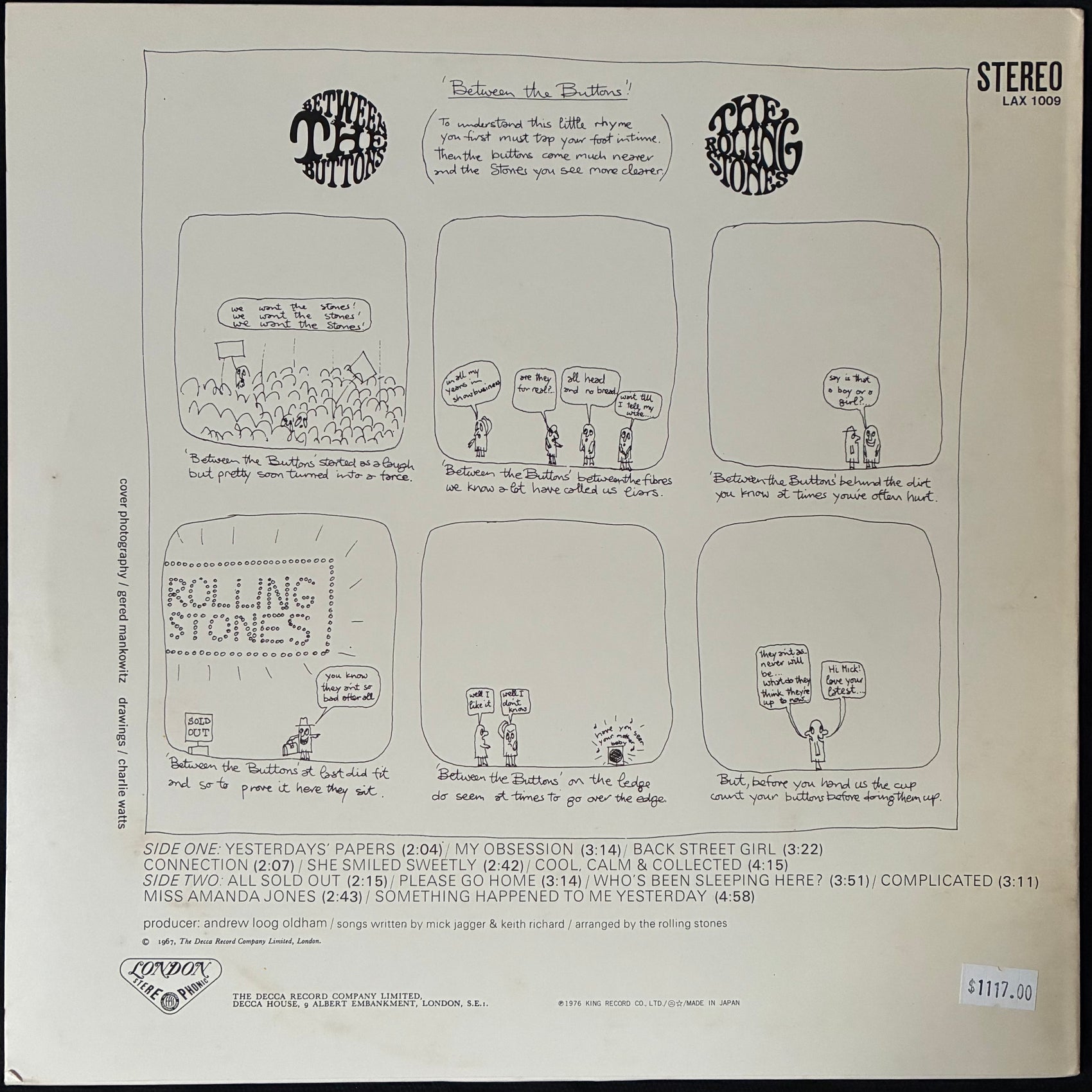 ROLLING STONES - BETWEEN THE BUTTONS (USED VINYL 1976 JAPAN EX+/EX+)