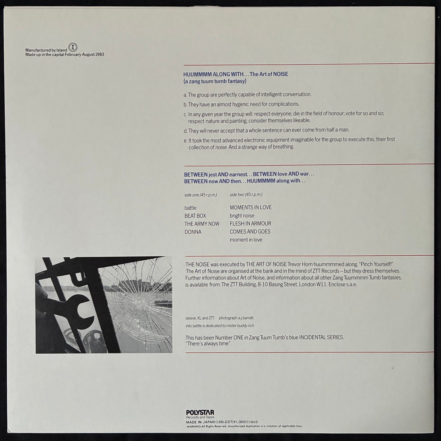 ART OF NOISE - INTO BATTLE (12") (USED VINYL 1984 JAPAN M-/EX+