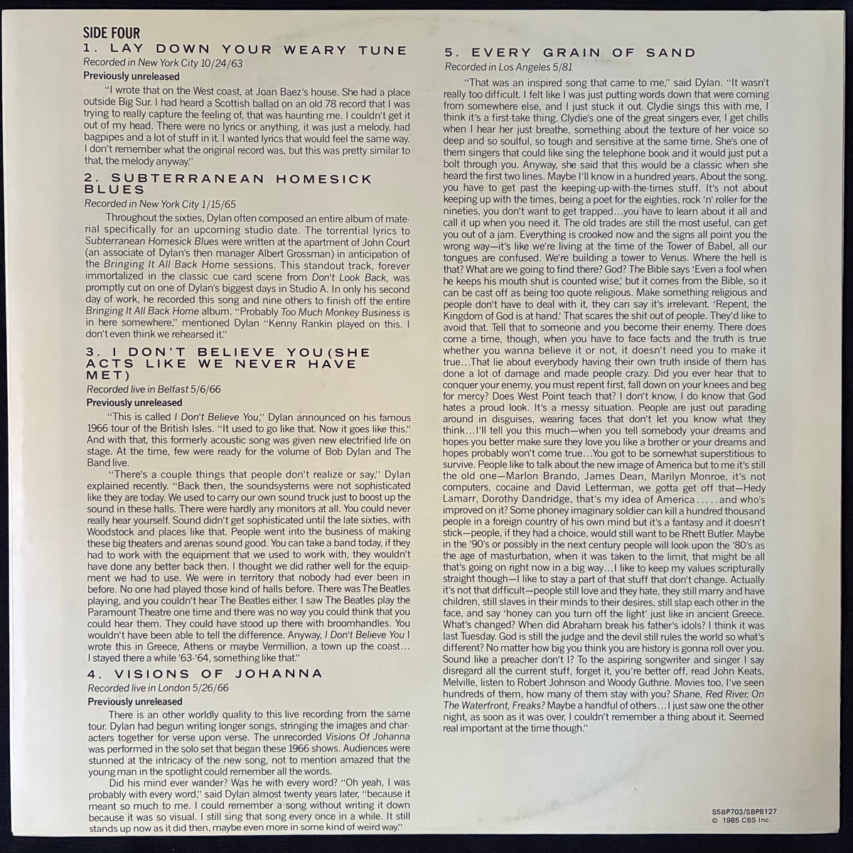 BOB DYLAN - BIOGRAPH (5LP BOX SET) (USED VINYL 1985 AUS M-/M-/EX)