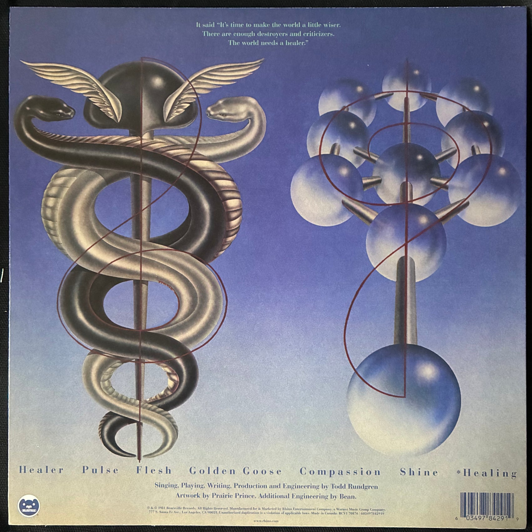 TODD RUNDGREN - HEALING (LP+7") (CLEAR+BLUE COLOURED) (USED VINYL 2021 US M-/M-)