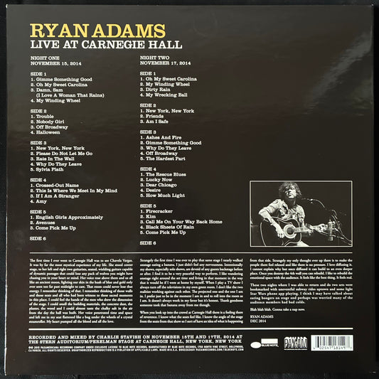 RYAN ADAMS - LIVE AT CARNEGIE HALL (6LP BOX SET) (USED VINYL BOX SET 2015 US M-/M-)