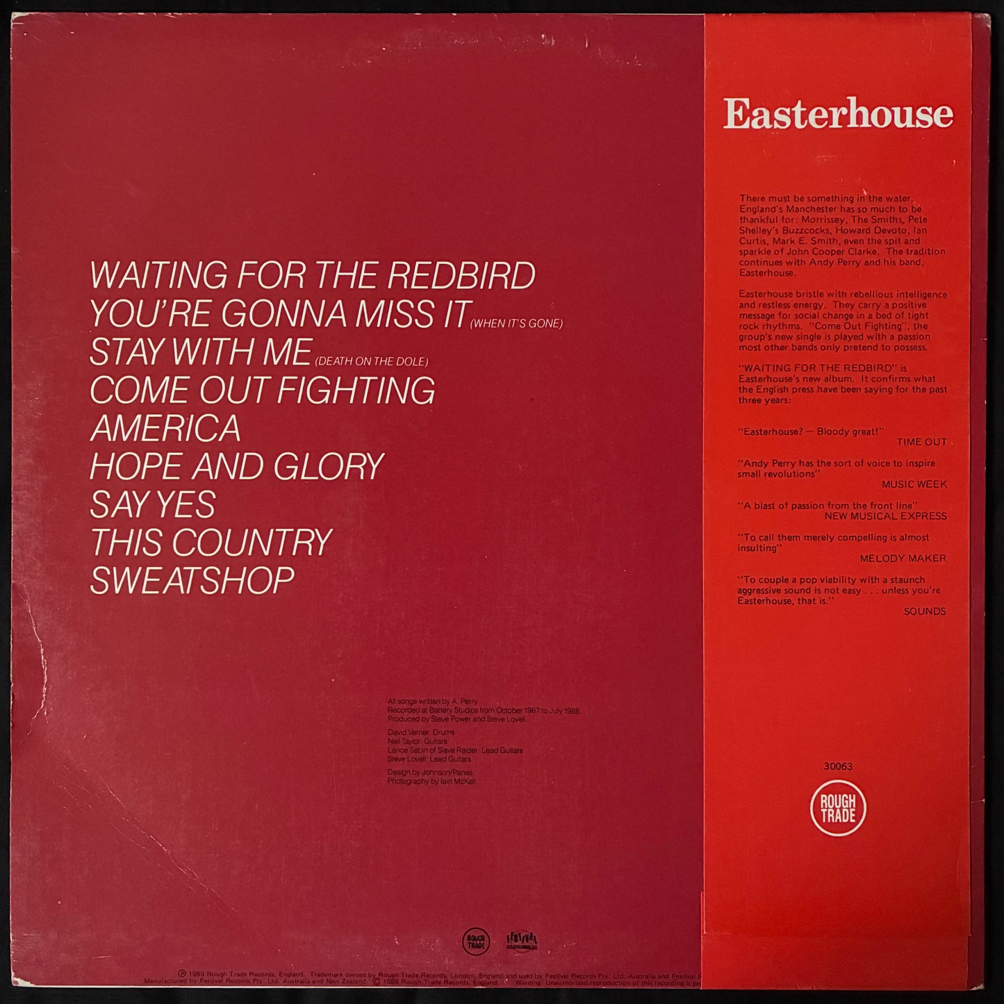 EASTERHOUSE - WAITING FOR THE REDBIRD (USED VINYL 1989 AUS M-/EX+)