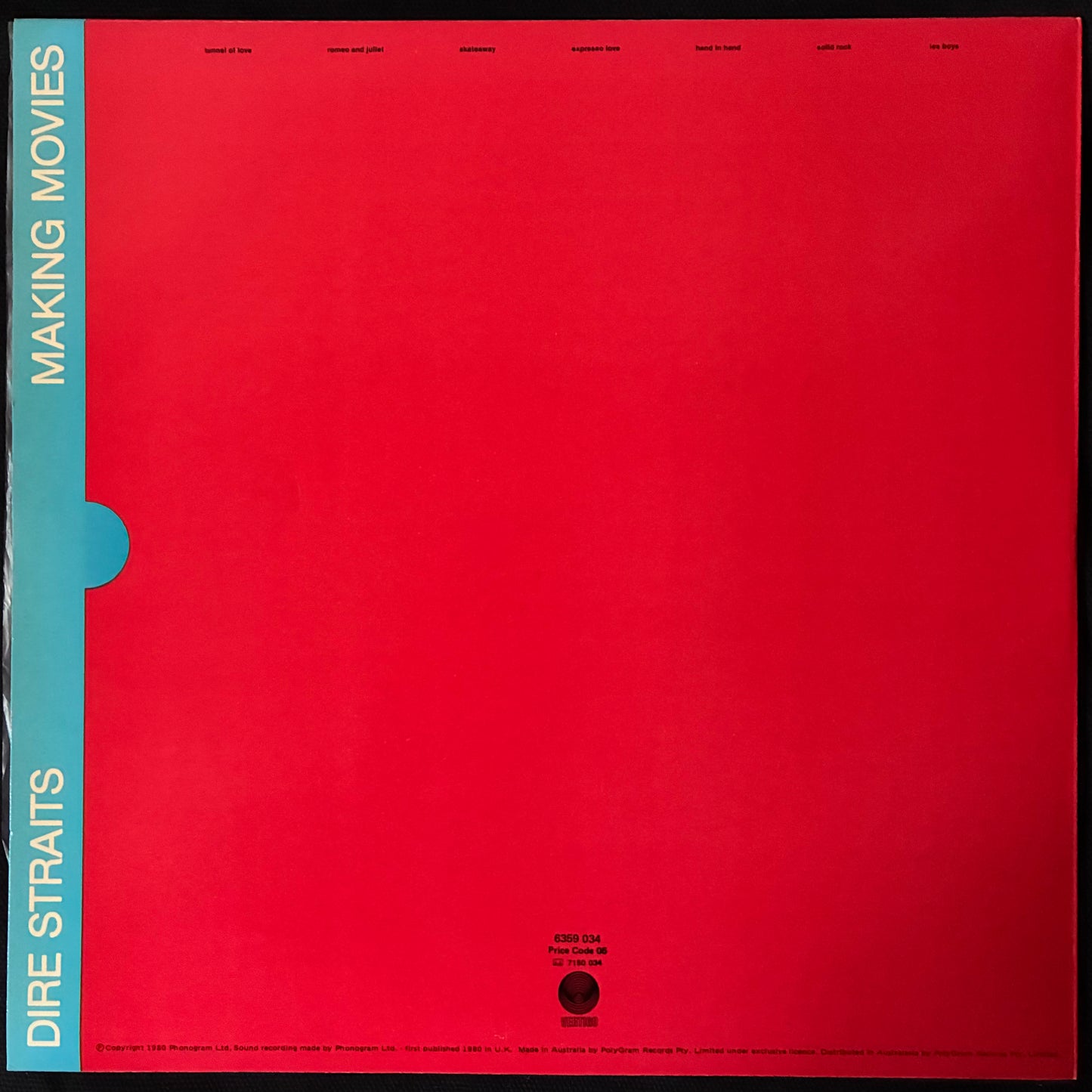 DIRE STRAITS - MAKING MOVIES (USED VINYL 1980 AUS M-/EX+)