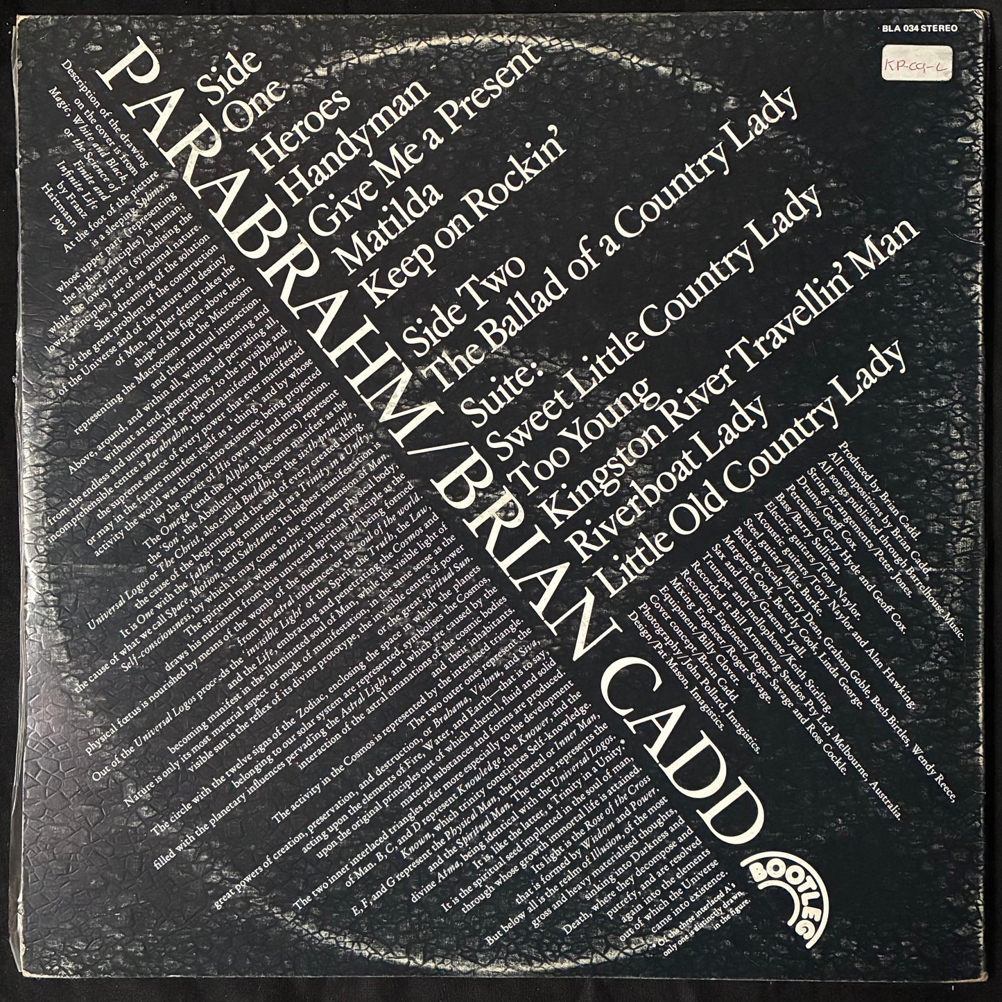 BRIAN CADD - PARABRAHM (USED VINYL 1973 AUS EX+/EX)