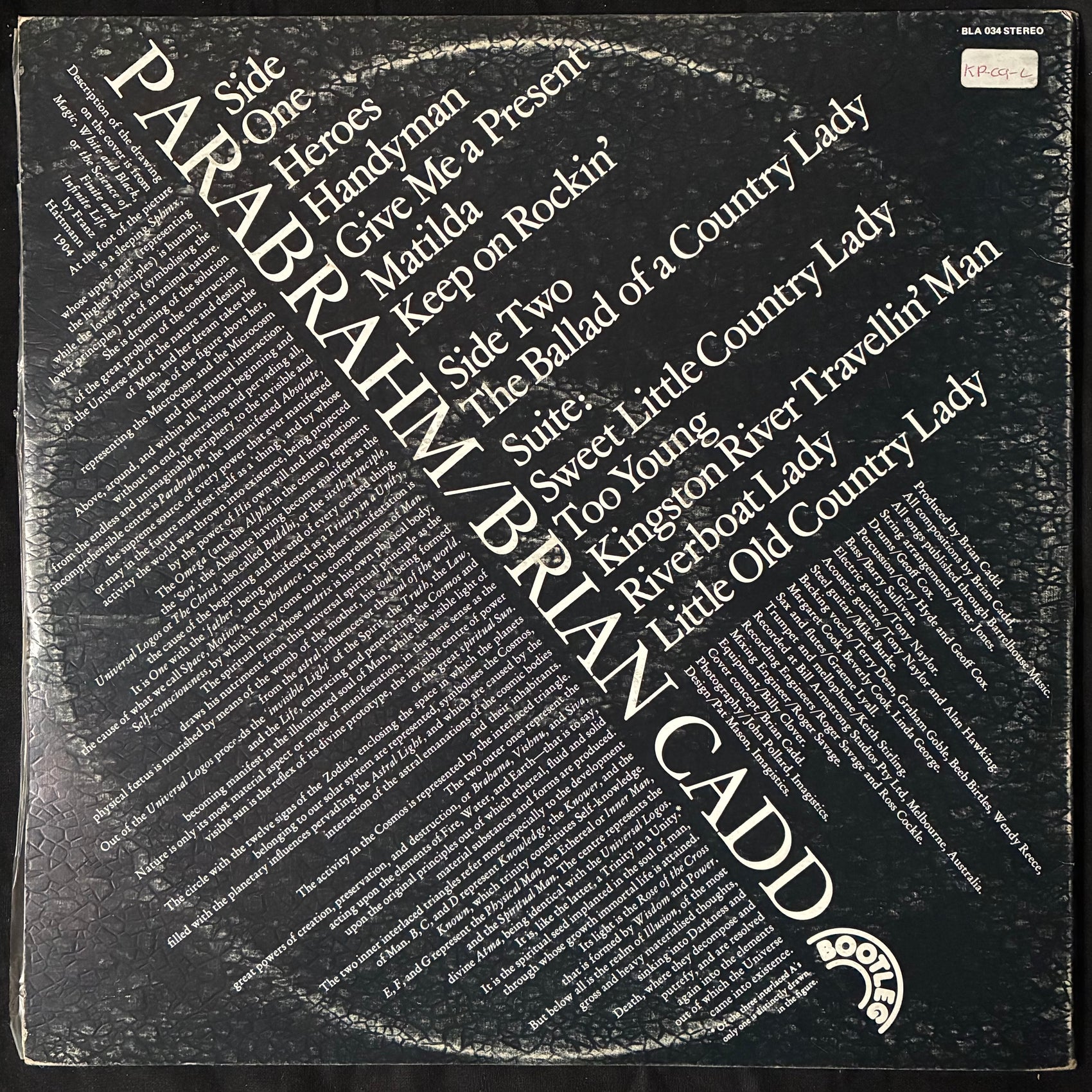 BRIAN CADD - PARABRAHM (USED VINYL 1973 AUS EX+/EX)