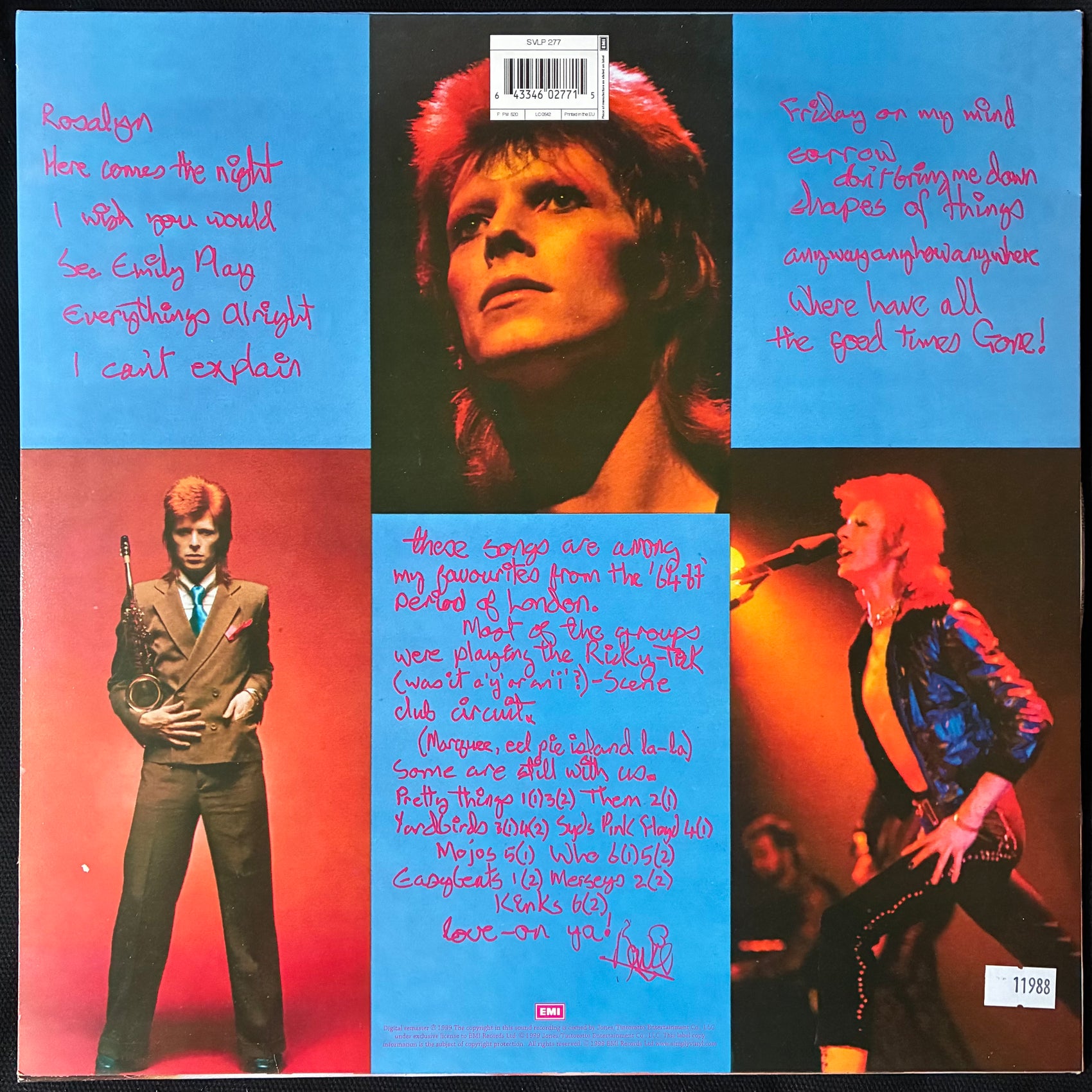 DAVID BOWIE - PINUPS (180GM) (USED VINYL 1999 EU M-/EX+)