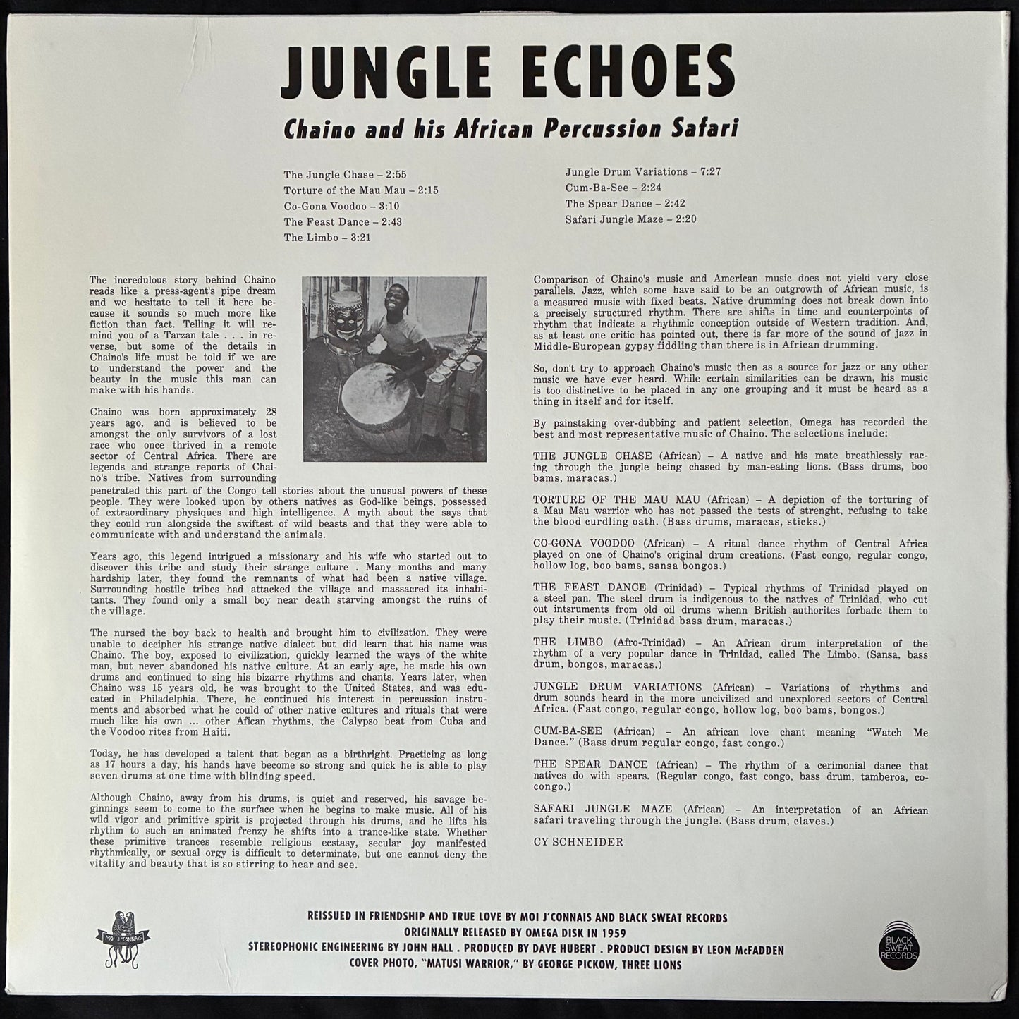 CHAINO AND HIS AFRICAN PERCUSSION SAFARI - JUNGLE ECHOES (USED VINYL 2015 ITALY M-/M-)