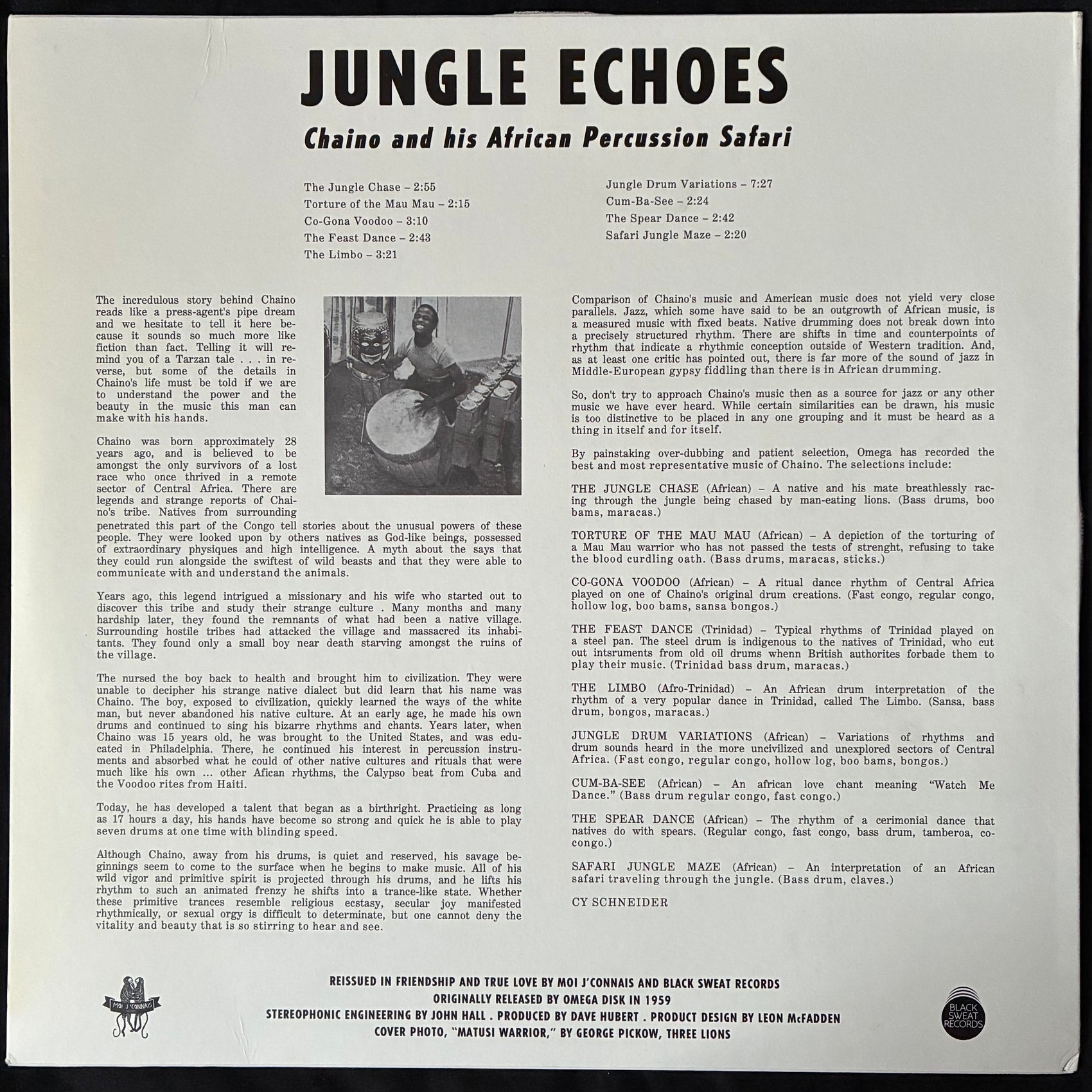 CHAINO AND HIS AFRICAN PERCUSSION SAFARI - JUNGLE ECHOES (USED VINYL 2015 ITALY M-/M-)