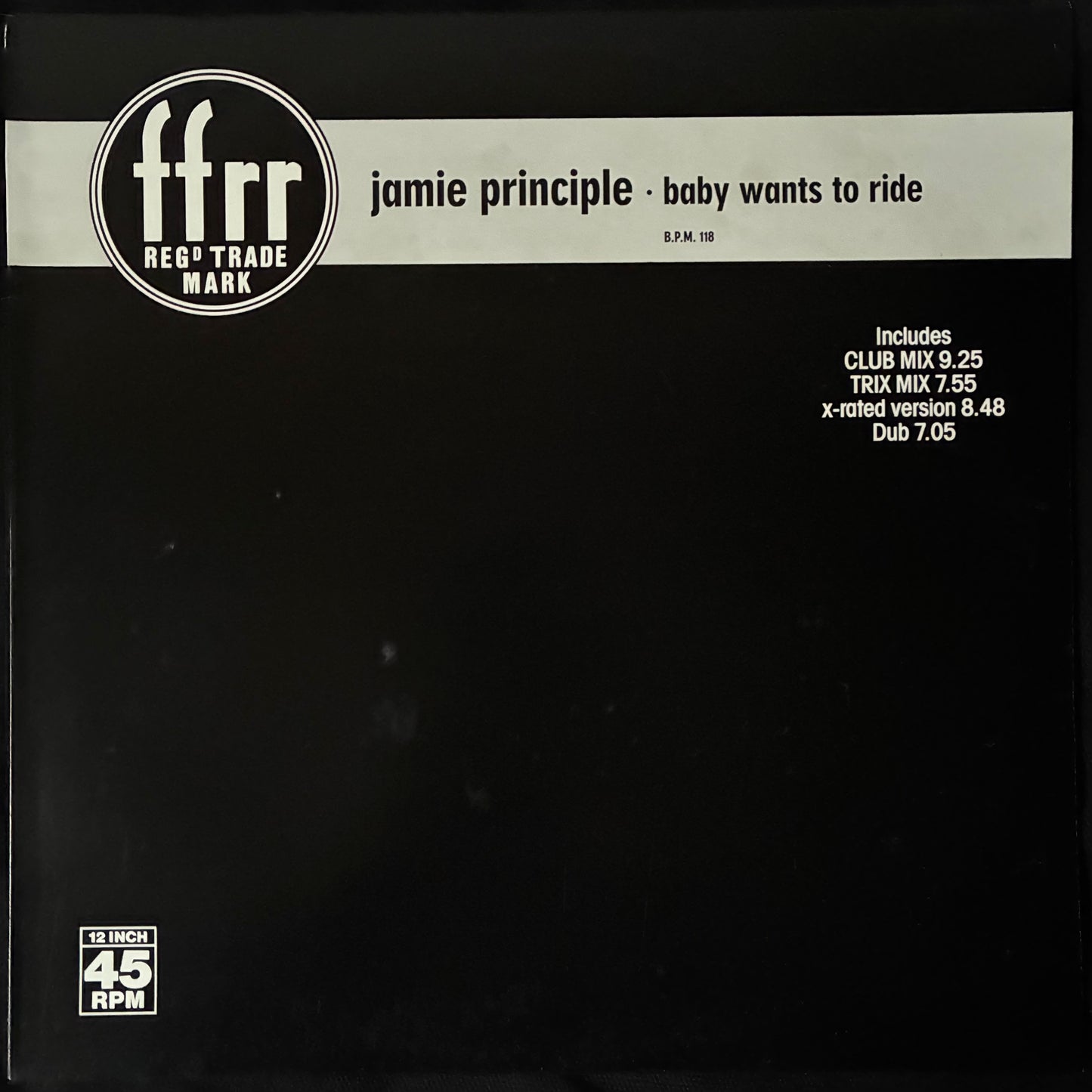 JAMIE PRINCIPLE - BABY WANTS TO RIDE (12" EP) (USED VINYL 1988 AUS M-/M-)
