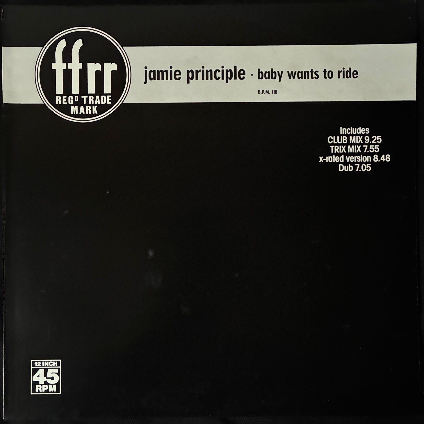 JAMIE PRINCIPLE - BABY WANTS TO RIDE (12" EP) (USED VINYL 1988 AUS M-/M-)