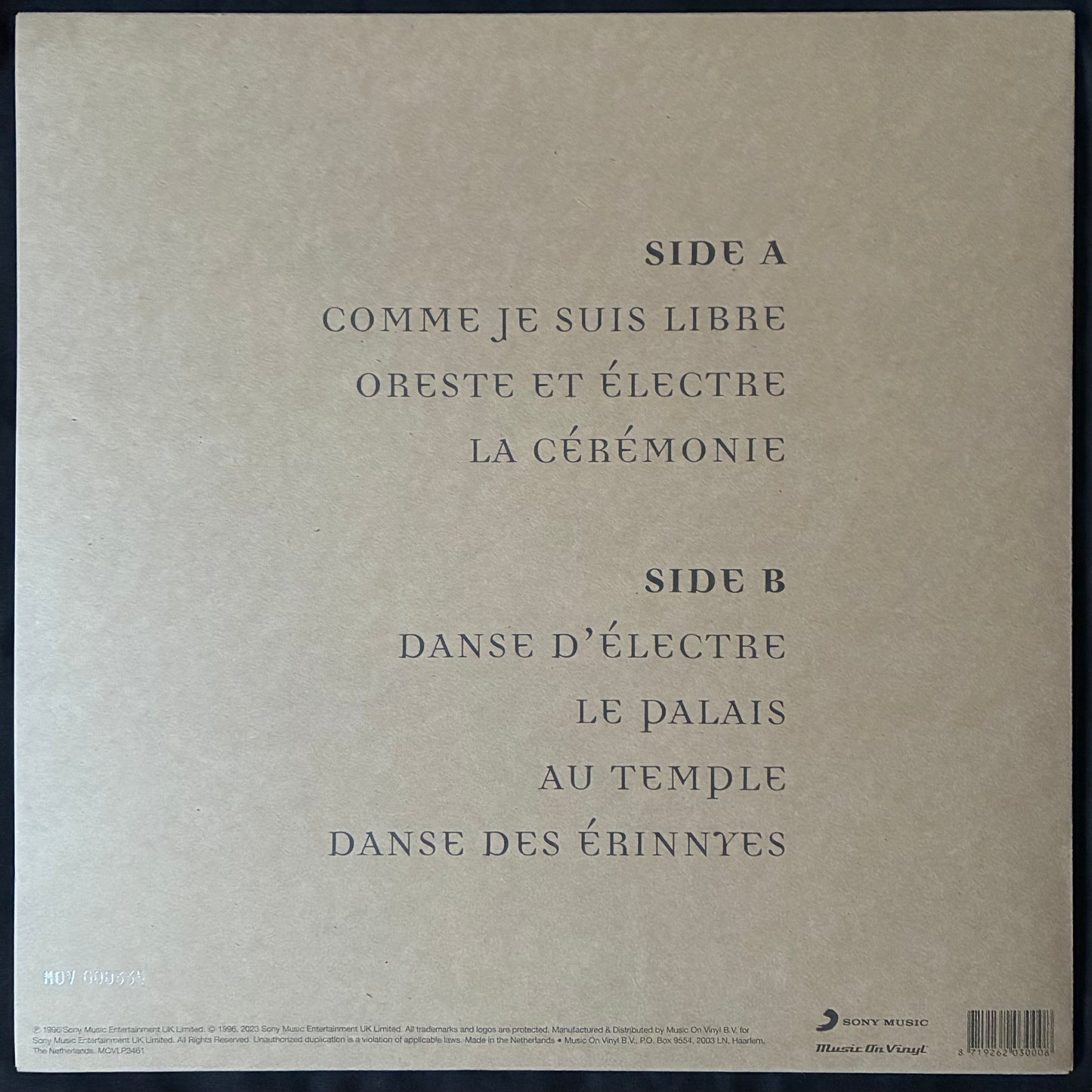 CRANES - LA TRAGÉDIE D'ORESTE ET ÉLECTRE (CLEAR COLOUR) (USED VINYL 2023 EU M-/M-)