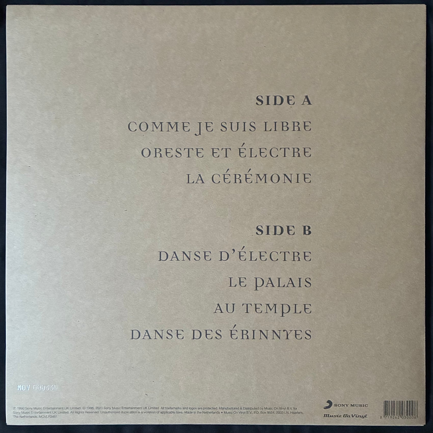 CRANES - LA TRAGÉDIE D'ORESTE ET ÉLECTRE (CLEAR COLOUR) (USED VINYL 2023 EU M-/M-)