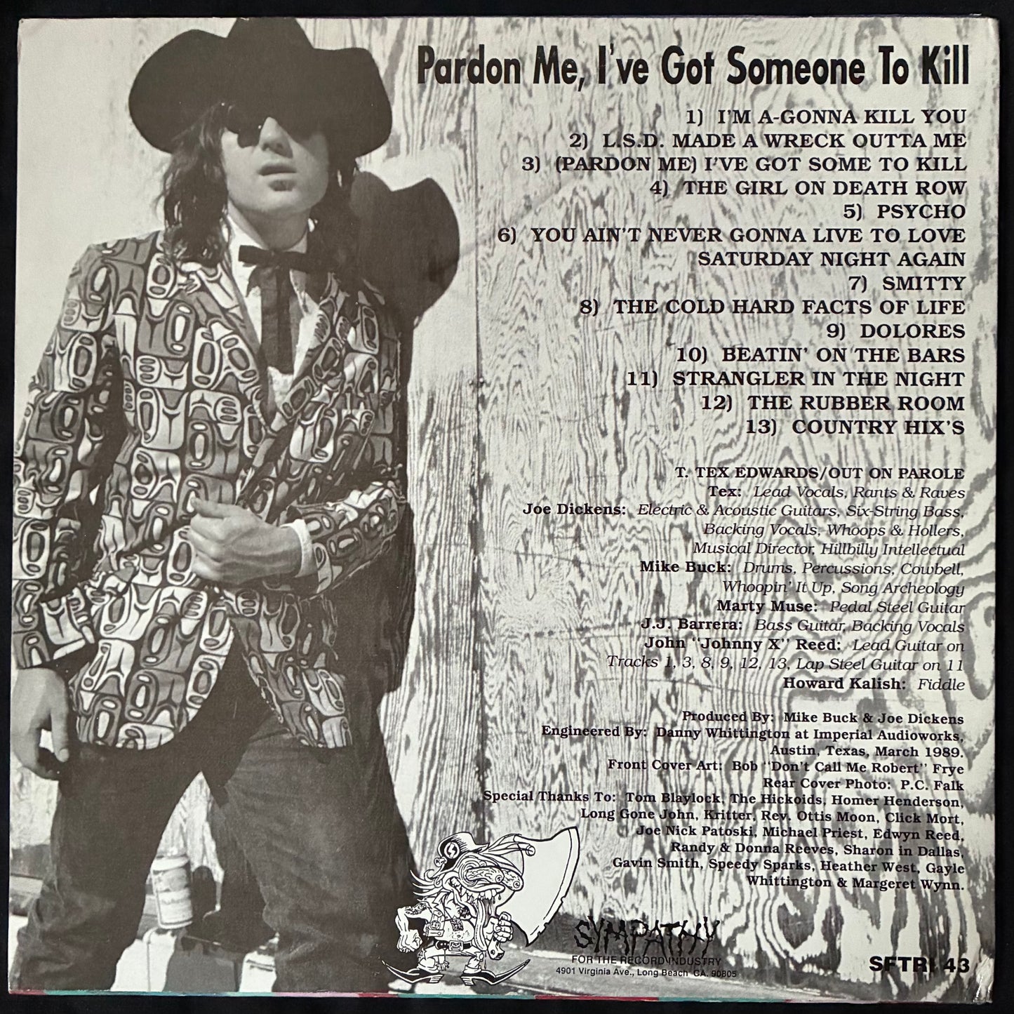 TEX EDWARDS & OUT ON PAROLE -  PARDON ME, I'VE GOT SOMEONE TO KILL (USED VINYL 1989 US M-/M-)