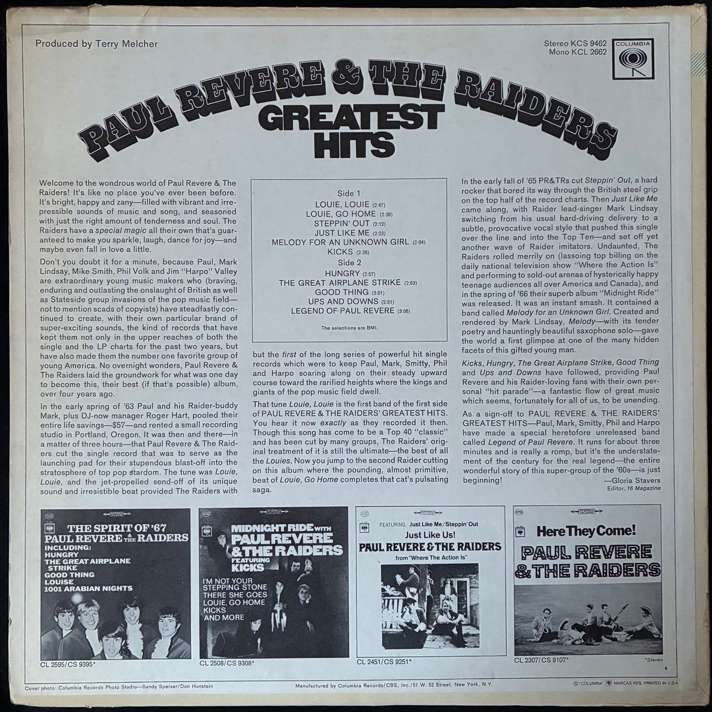 PAUL REVERE & THE RAIDERS - GREATEST HITS (USED VINYL 1967 US M-/EX-)