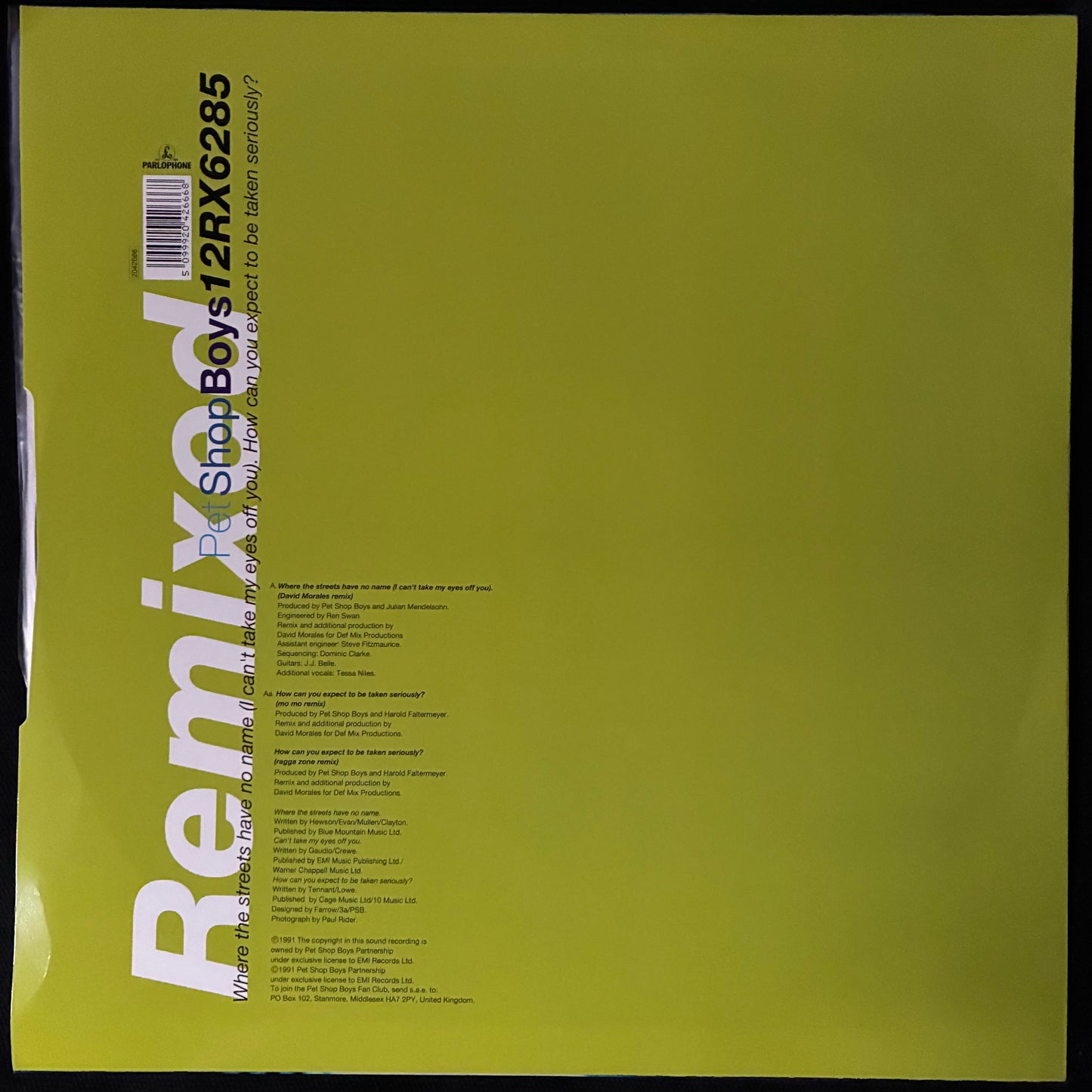 PET SHOP BOYS - REMIXED (12") (USED VINYL 1991 UK/EU M-/M-)