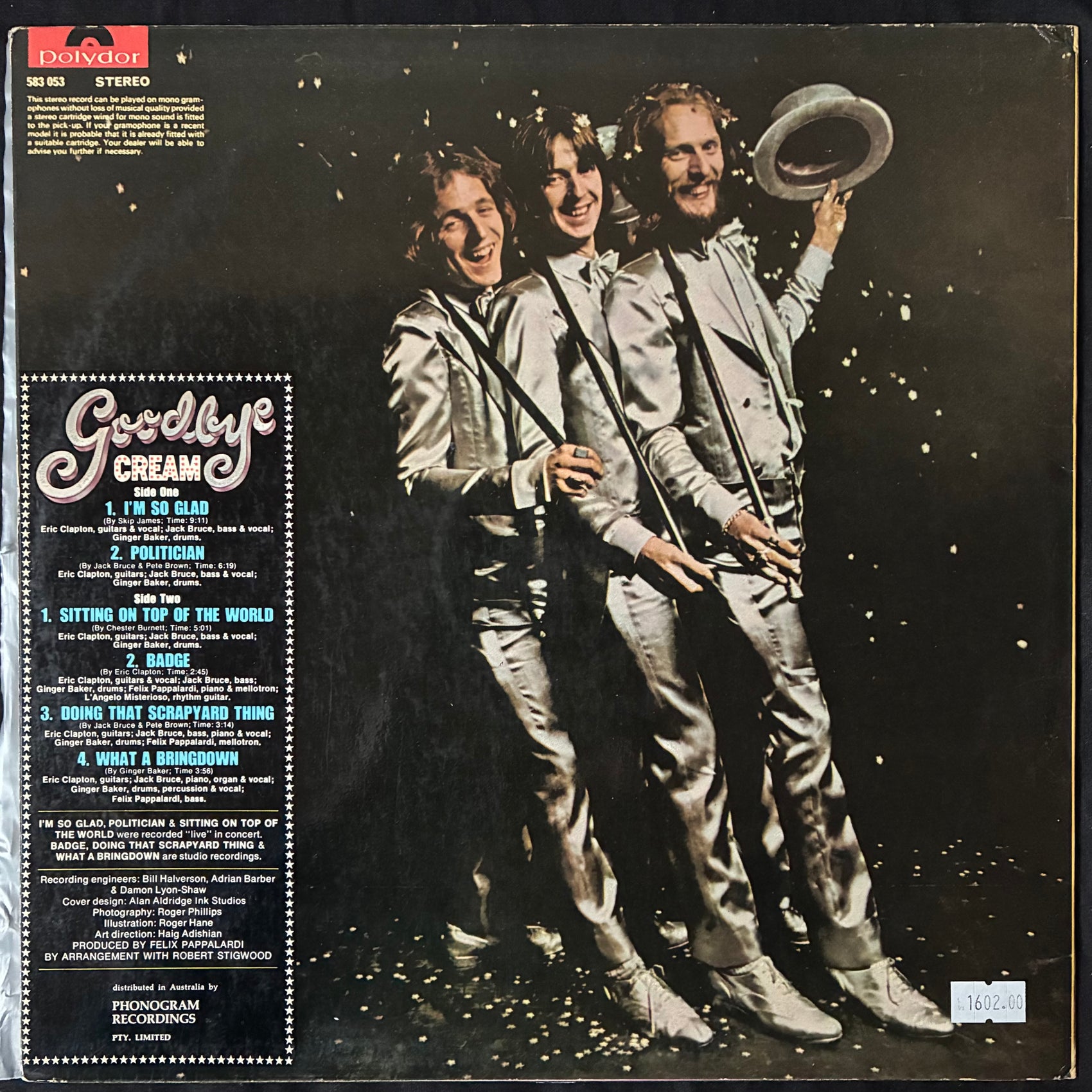 CREAM - GOODBYE CREAM (USED VINYL 1969 AUS EX+/EX)