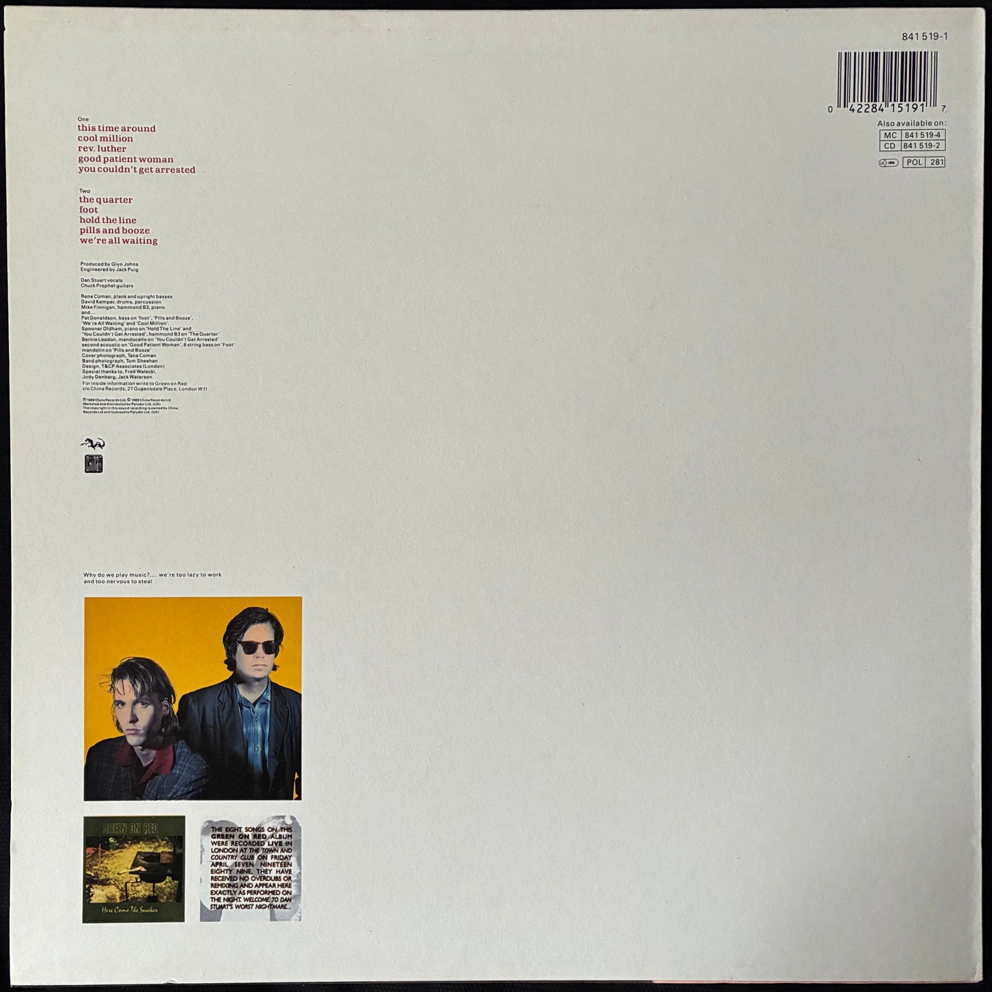 GREEN ON RED - THIS TIME AROUND (USED VINYL 1989 UK M-/EX+)