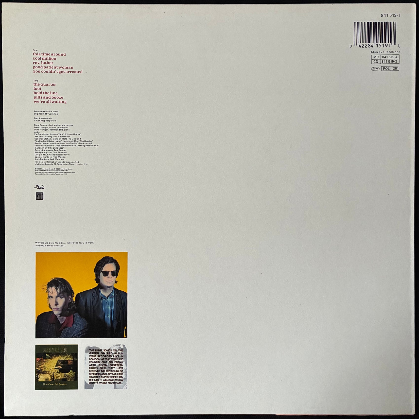GREEN ON RED - THIS TIME AROUND (USED VINYL 1989 UK M-/EX+)