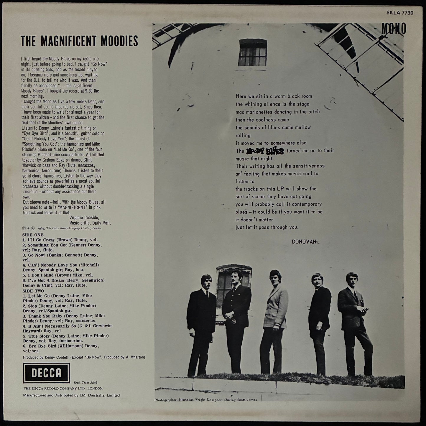 MOODY BLUES - THE MAGNIFICENT MOODIES (MONO) (USED VINYL 1973 AUS M-/EX+)