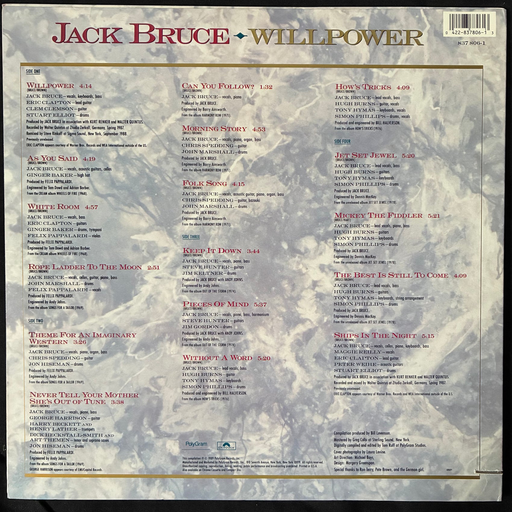 JACK BRUCE - WILLPOWER (2LP) (USED VINYL 1989 US M-/EX)