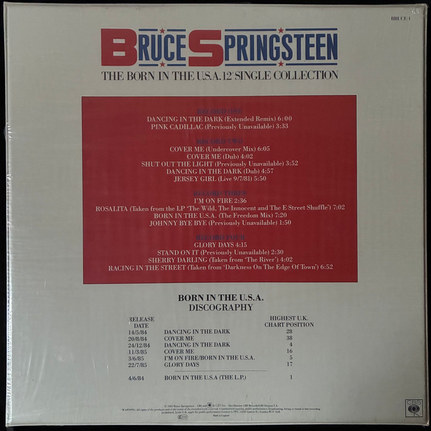 BRUCE SPRINGSTEEN - BORN IN THE U.S.A. (4x12"+7" BOX SET) (USED VINYL 1978 UK S.S.)