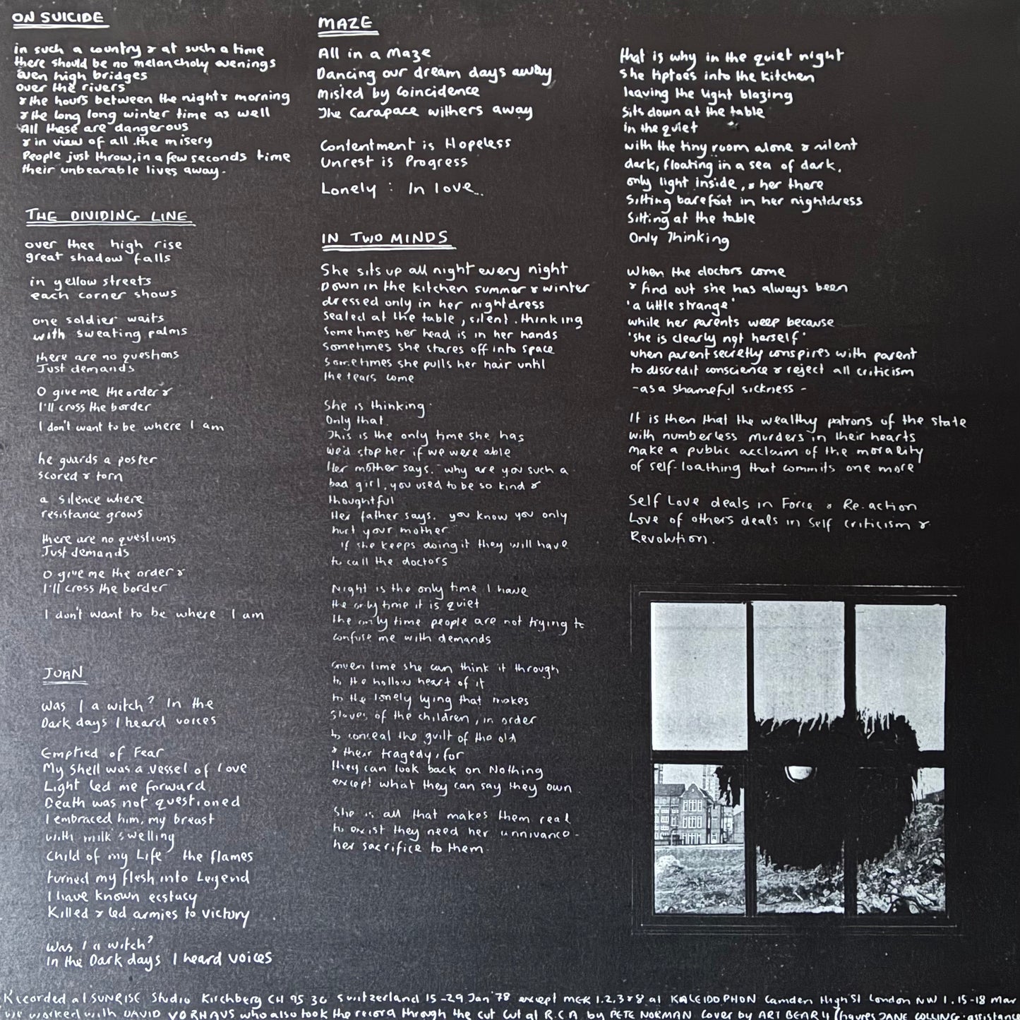 ART BEARS - HOPES AND FEARS (FIRST PRESSING) (USED VINYL 1978 UK EX+/EX-)