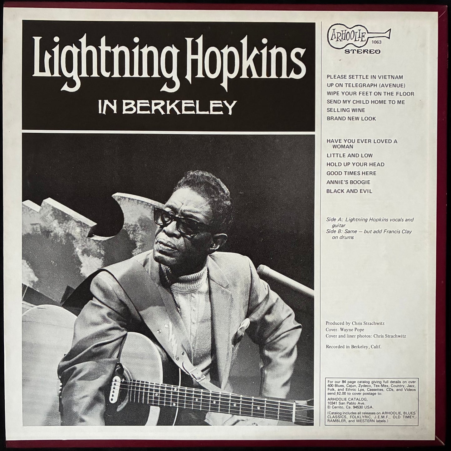 LIGHTNING HOPKINS - LIGHTNING HOPKINS IN BERKELEY (USED VINYL US M-/M-)